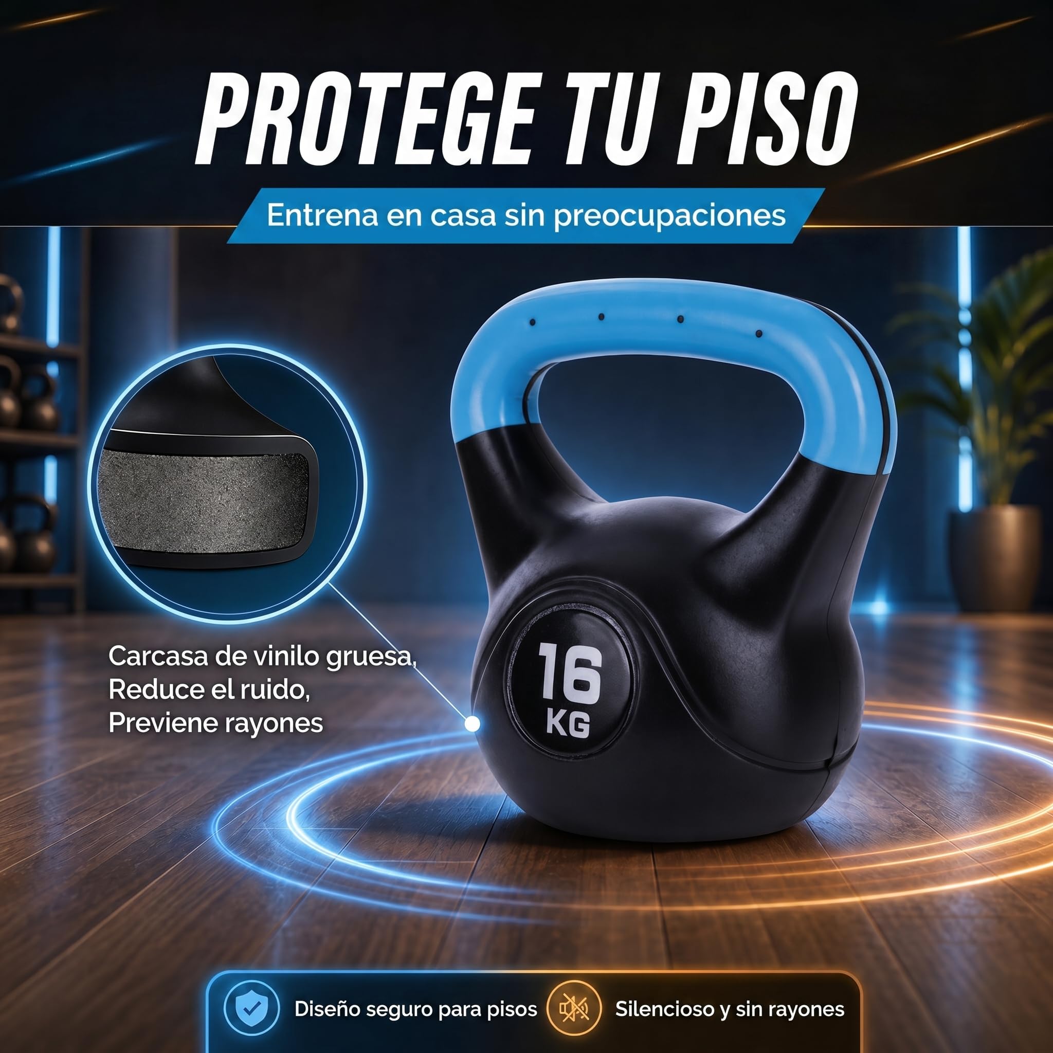 Body & Mind® Kettlebell Ball mancuerna de plástico 2-20 kg - mancuerna de pesas para entrenamiento de fuerza - mancuerna de balanceo para fitness profesional.