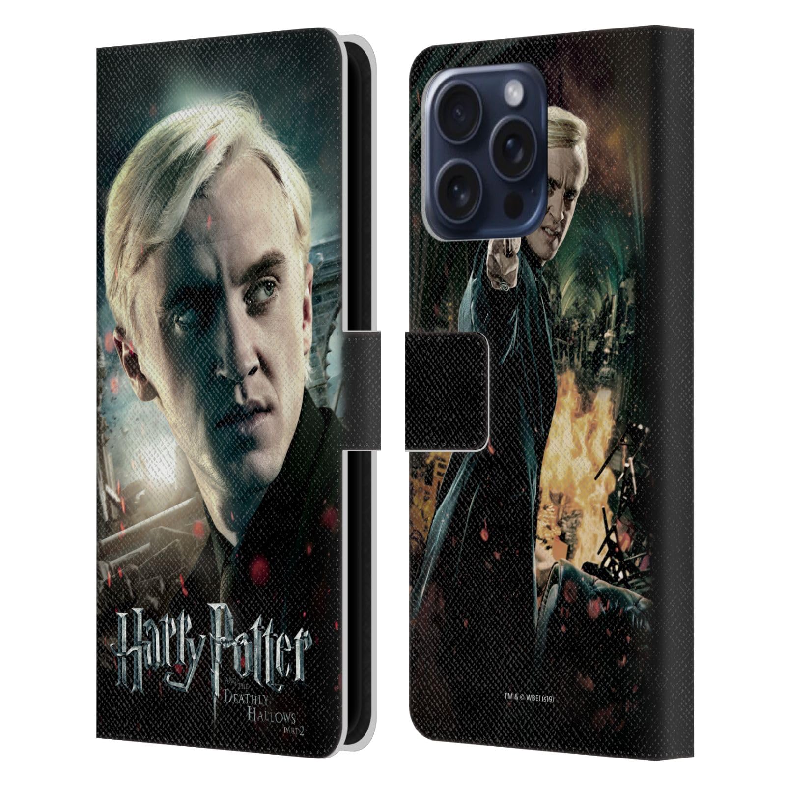 Head Case DesignsHead Case Designs Officially Licensed Harry Potter Draco Malfoy Deathly Hallows VIII Leather Book Wallet Case Cover Compatible With Apple iPhone 16 Pro Max