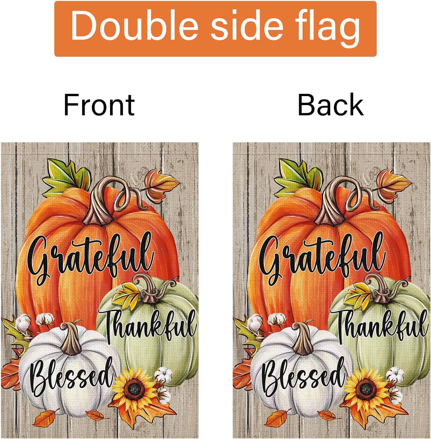 Louise Maelys Fall Garden Flag Grateful Thankful Blessed Pumpkin 12x18 Inch Double Sided Floral Sunflower Holiday Seasonal Autumn Welcome Small Burlap Yard Sign Outside Outdoor House Decoration - Image 6