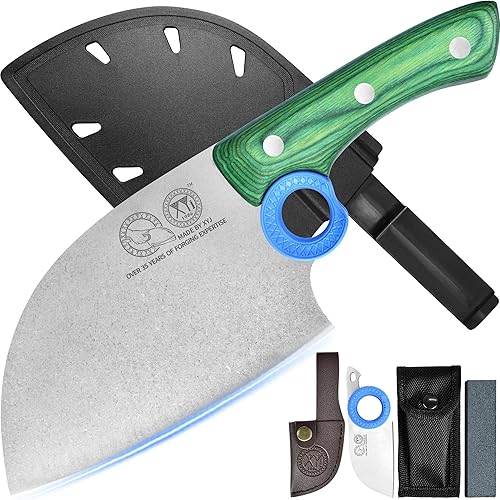 Miniatura 18 de XYJ Auténtico desde 1986, cuchillo de carnicero grande y resistente, cuchillo de chef serbio con estuche, cuchillo de cocina para vegetales del