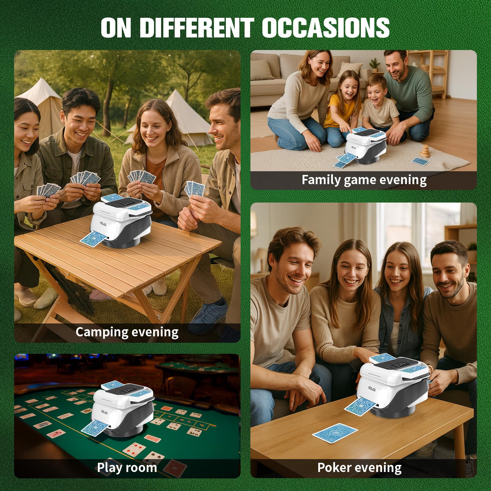 Mélangeur de cartes automatique 2 en 1 - 360 ° - Mélangeur de cartes électrique - Convient pour 1 à 8 joueurs pour cartes UNO, Poker, Monopoly, Blackjack et Maverick