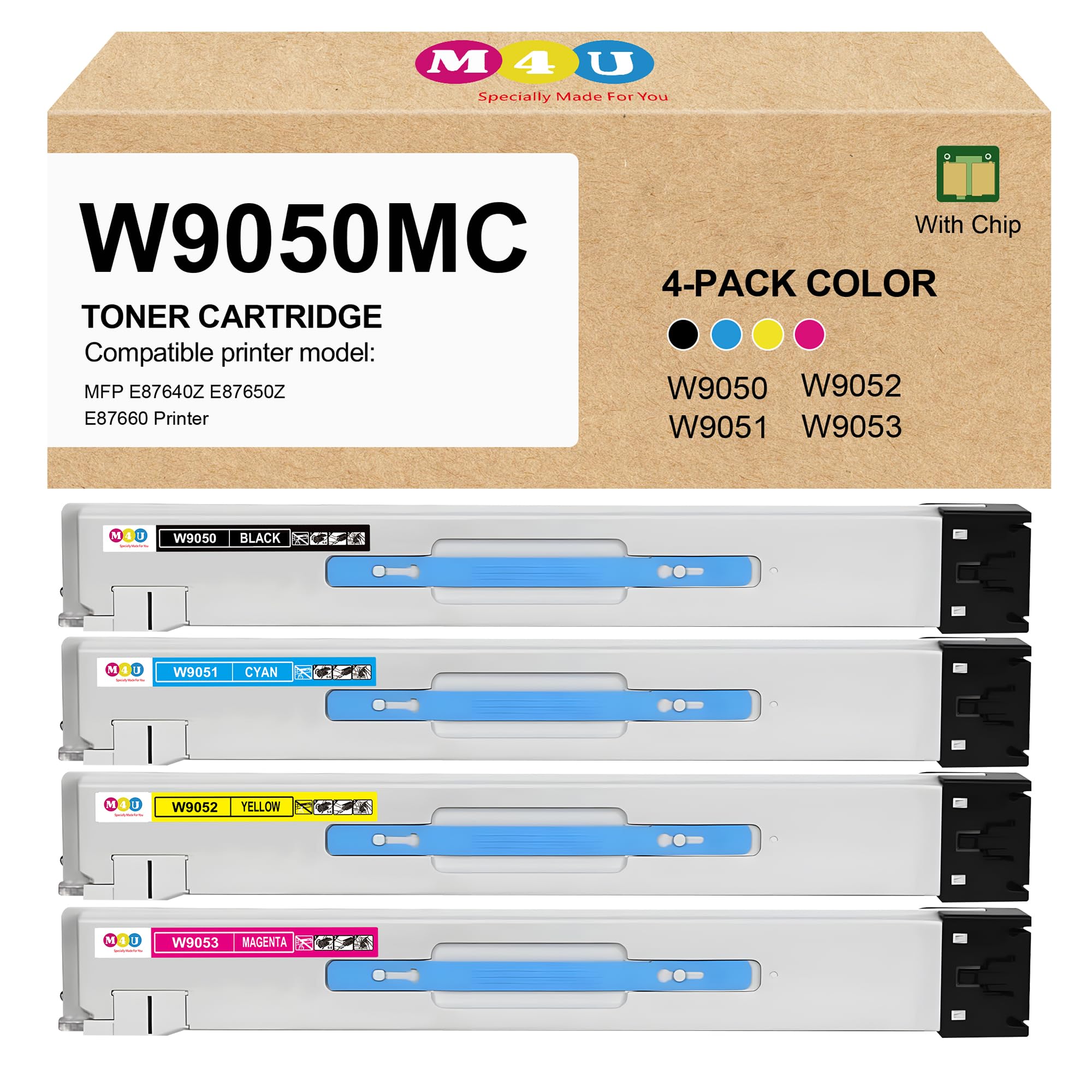 W9050MC W9051MC W9052MC W9053MC Compatible for W9050 Toner Cartridges Set, Works for Color Managed MFP E87640 E87650 E87660 E87640dn E87640z E87650z