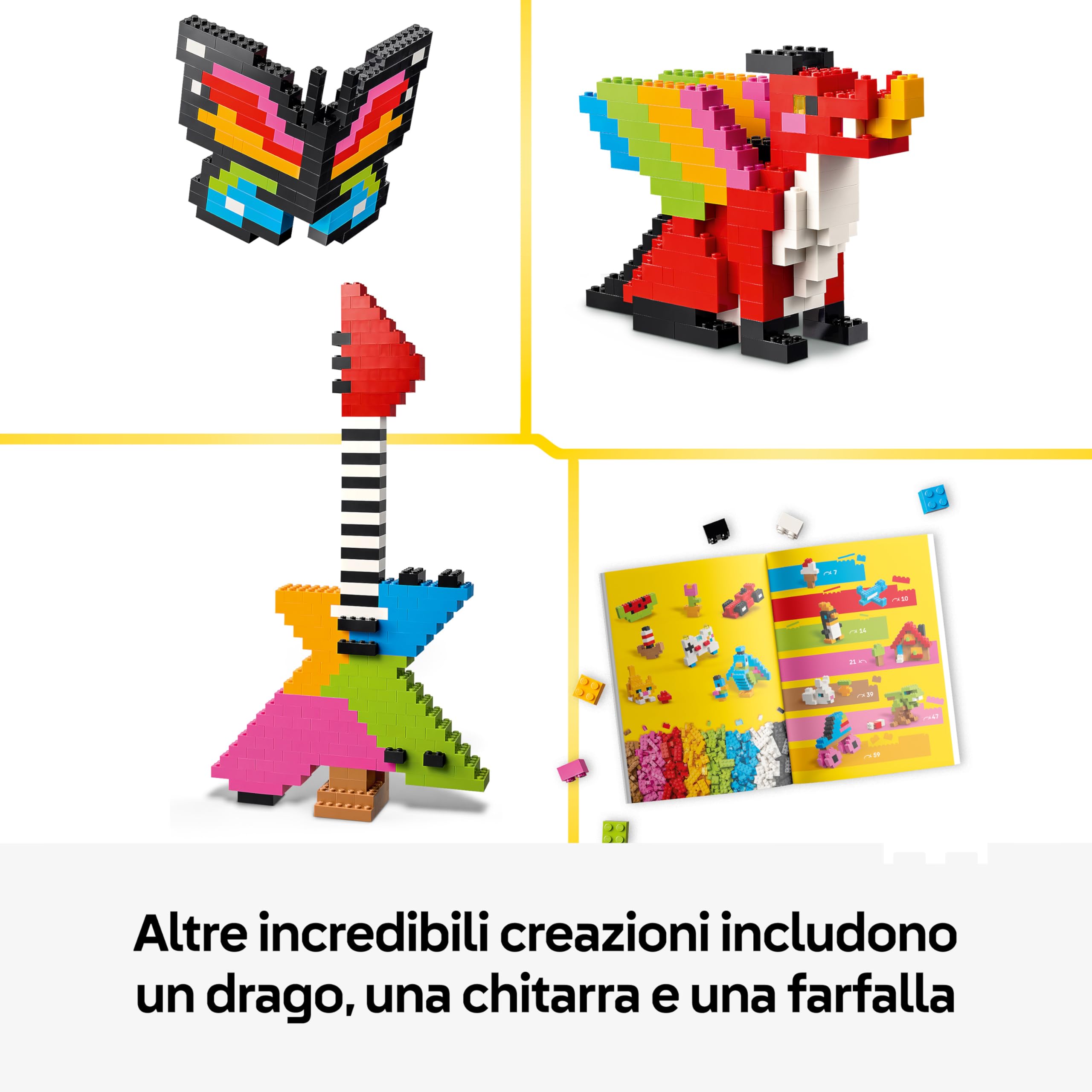 LEGO Classic Mattoncini Colorati Creativi - Giocattolo per la Motricità Fine - Costruisci Animali, Dinosauri e Veicoli tra cui un Aereo e un'Auto - Regalo per Bambini e Bambine da 5 Anni in su - 11045