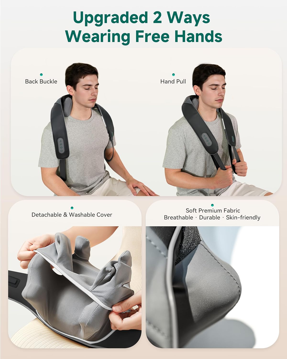 Snailax Neck Massager for Pain Relief Deep Tissue, Neck Massage with Heat, Cordless Massager for Back and Shoulder Pain, Deep Kneading Back Massager, Gift for Mom Dad - Image 5