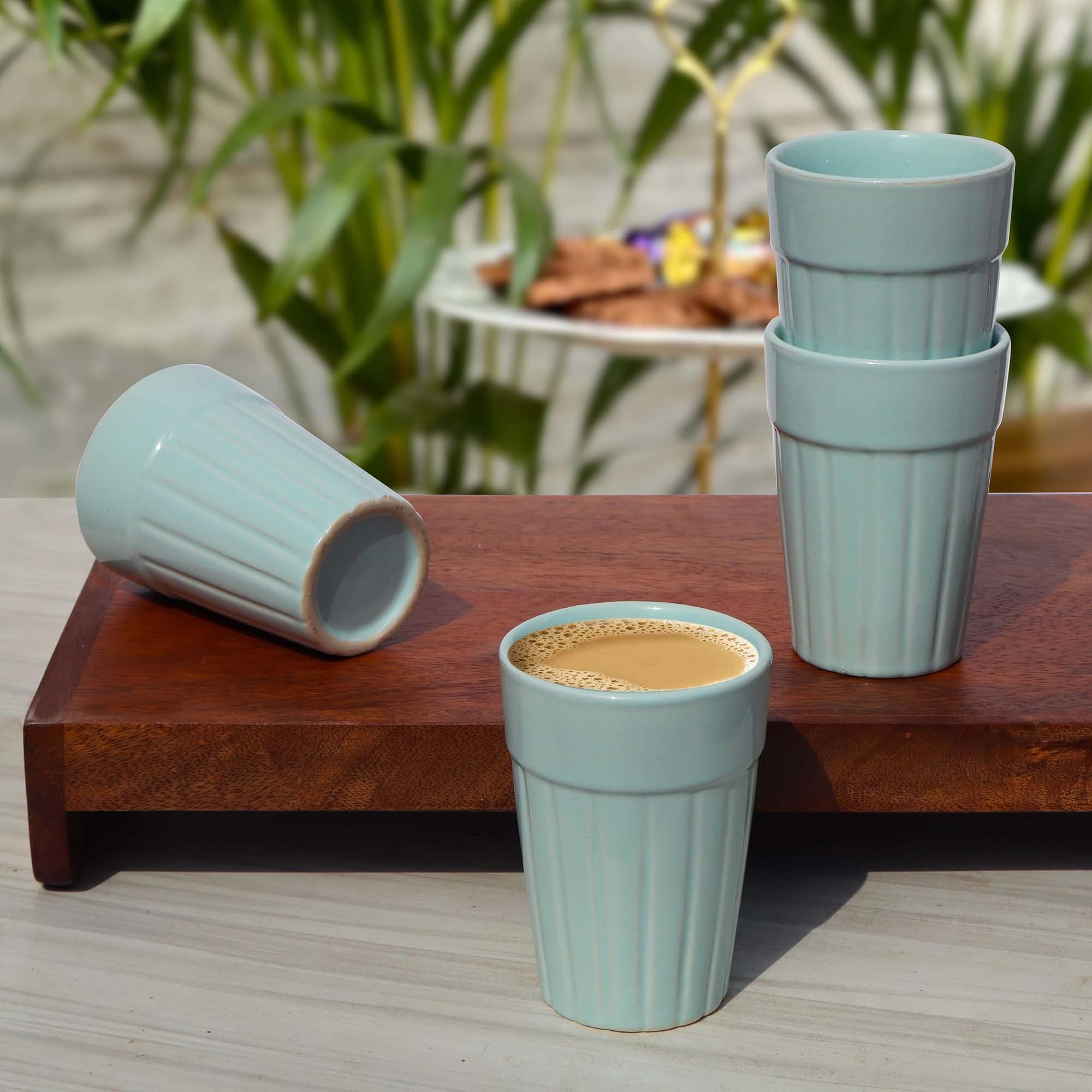 Ceramic Cutting Tea/Chai Cups, 120ml, Set of 2