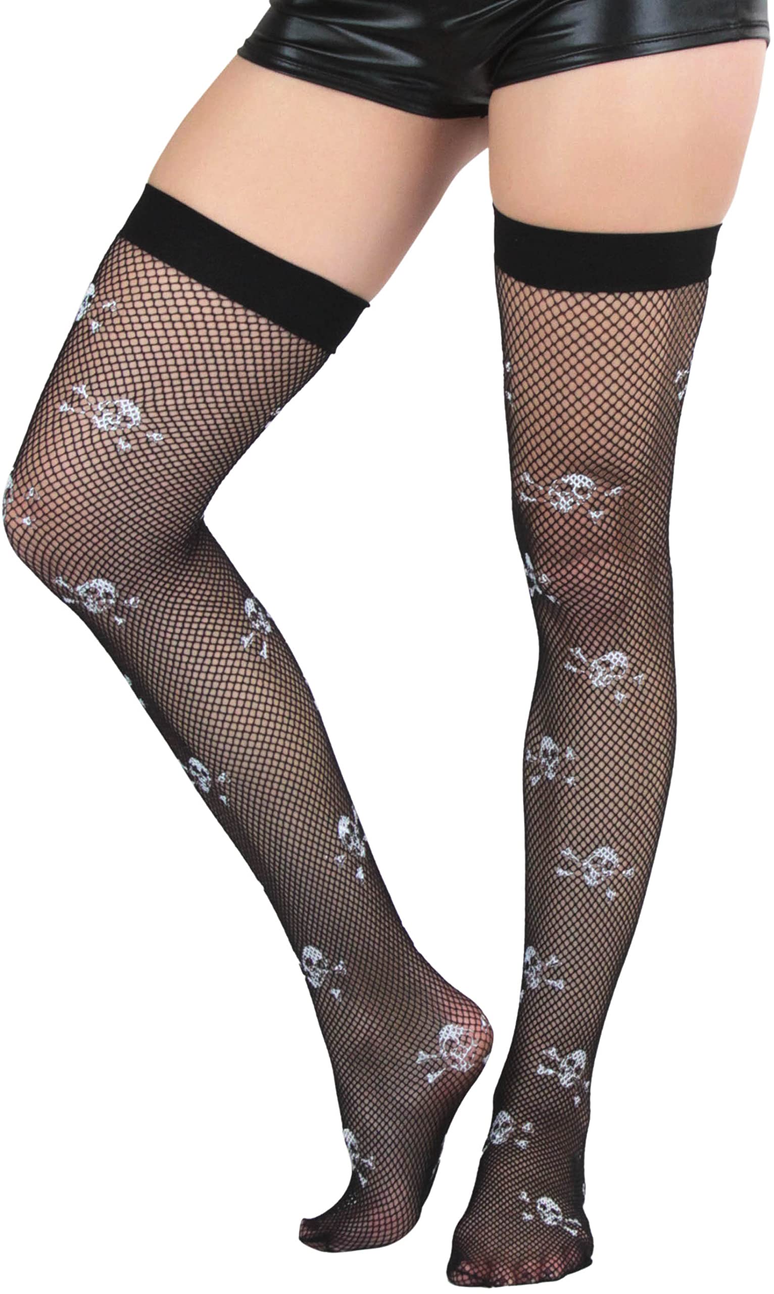 ToBeInStyle Women’s Skull Crossbones Skeleton Pirate Symbol Hosiery Tights &amp; Thigh High Stockings