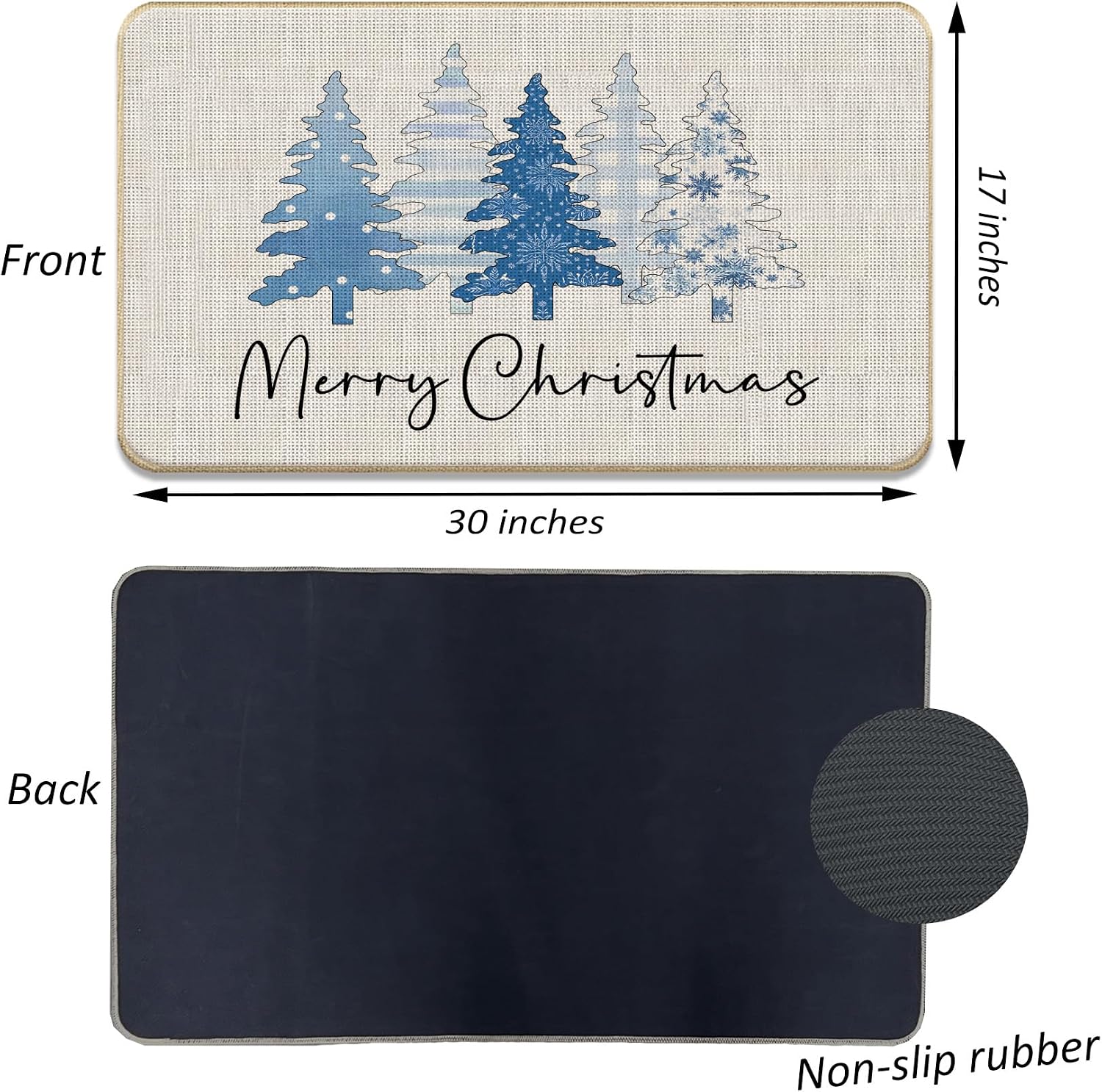 DOTAIN Blue Christmas Mat - Vintage Santa Decor, Christmas Door Mat, Blue Decor