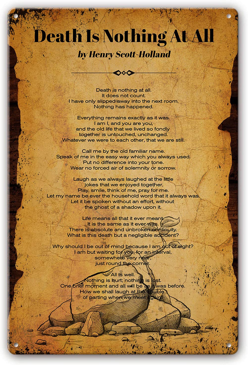Metal Tin Sign Death is Nothing at All Poem Wall Art Henry Scott Holland Quotes Wall Art Poetry Posters for Kitchen Christmas Decoration Picture Prints for Living Room 12x16 Inch