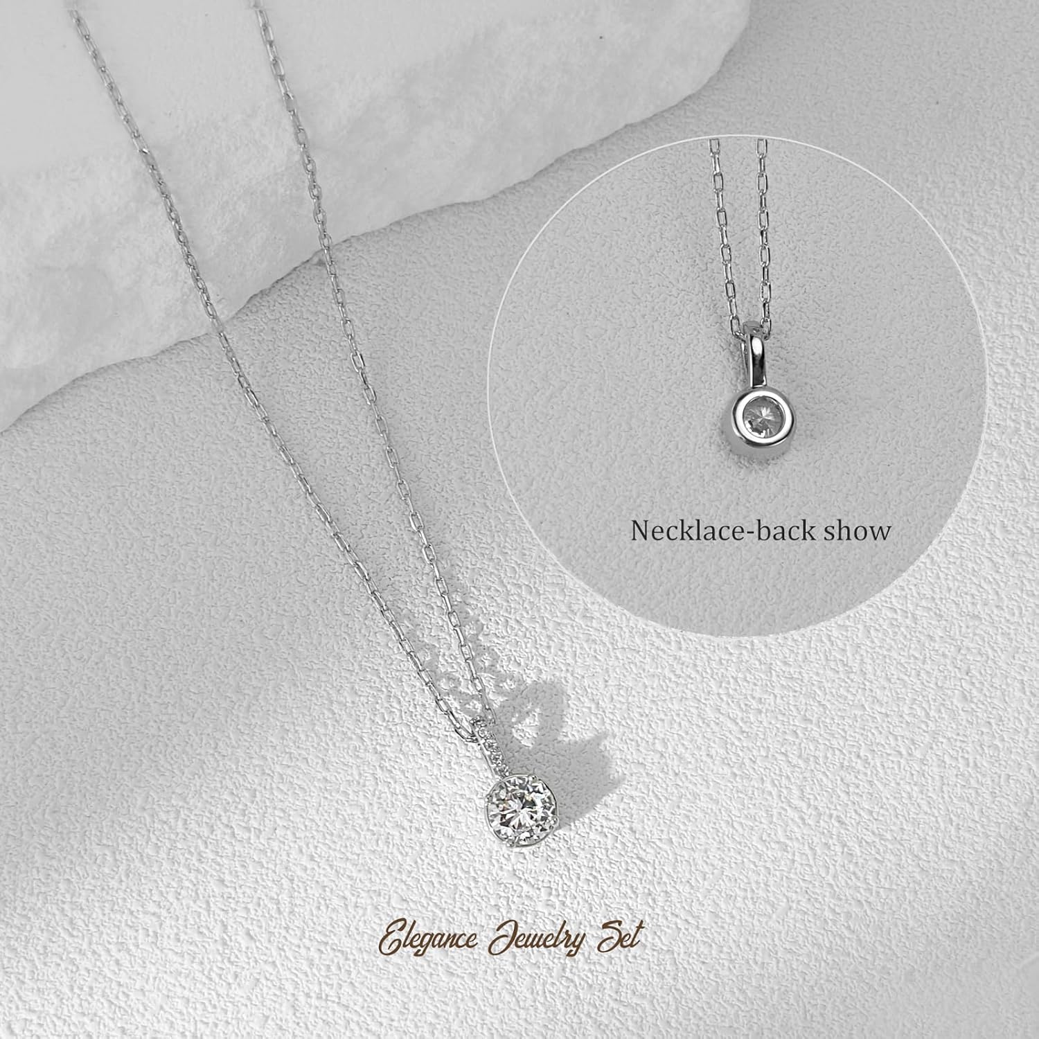 UDYLGOON Bridesmaid Jewelry Set Round Cubic Zirconia Earrings Necklace Bracelet Set for Women Wedding Party Prom Daily - Image 7