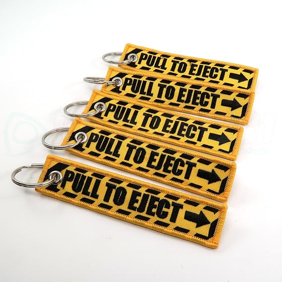 Rotary13B1 PULL TO EJECT Key Chain - Yellow/Black - 5pcs