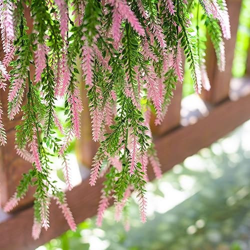 Miniatura 6 de GPARK 6 ramos de lavanda artificial (cada 30.7 pulgadas) plantas colgantes falsas para puerta, boda, fiesta, hogar, jardín, cocina, interior y