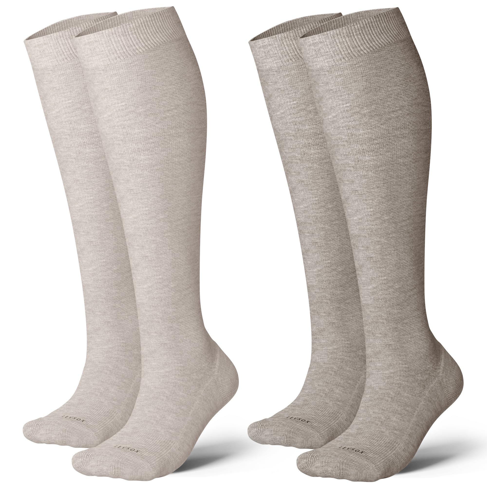 LEVSOX Cotton Compression Socks for Women Men 20-30mmHg Knee High Cute Support Sock for Nurses Pregnancy Travel