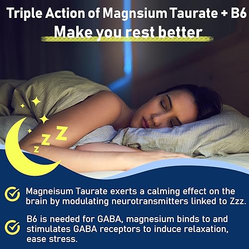 Miniatura 5 de Gomitas de taurina de magnesio de 500 mg, suplemento de alta absorción con vitamina B6, zinc, cúrcuma y extracto de jengibre, para relajación,