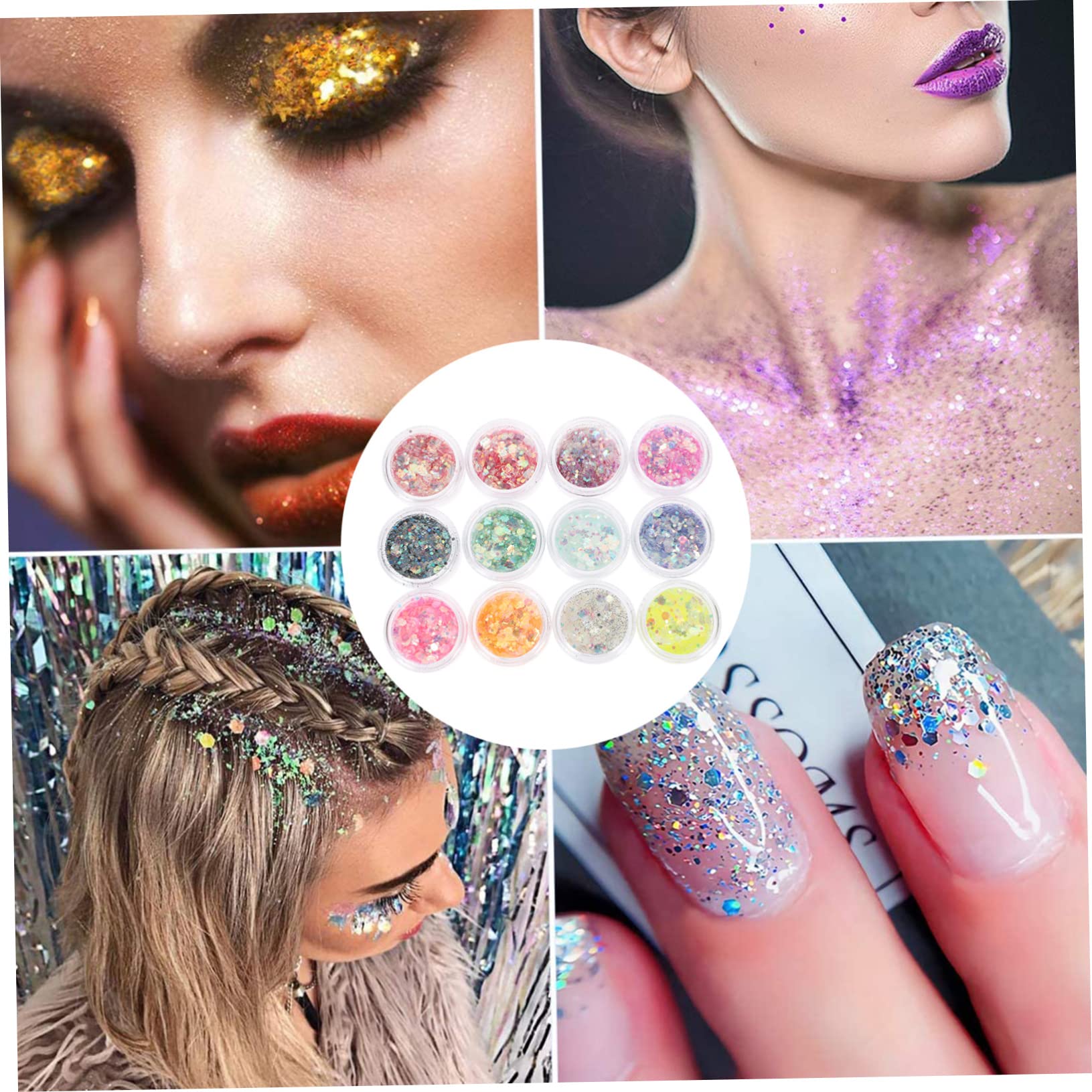 48 Scatole Scintillio Glitter Per Il Trucco Del Festival Gel Per Unghie Accessori Per Feste Glitter Per Il Trucco Del Viso Corpo