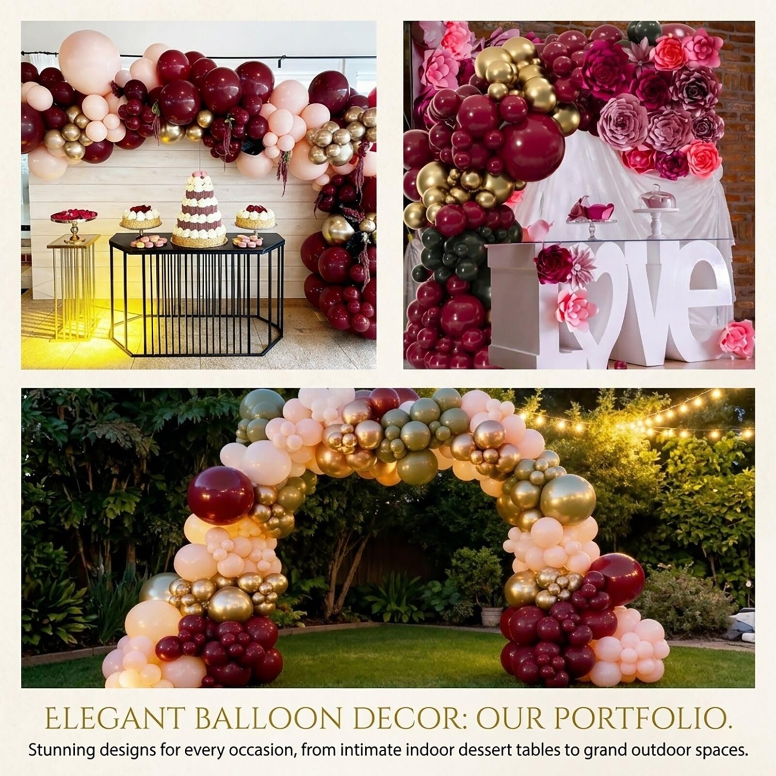 104 Stück Burgunderrote Ballon-Girlanden-Bogen-Set, verschiedene Größen, 45,7 cm, 30,5 cm, 25,4 cm, 25,4 | Kastanienbraune Latex-Luftballons für Geburtstag, Hochzeit, Babyparty, Valentinstag, Party-Dekoration