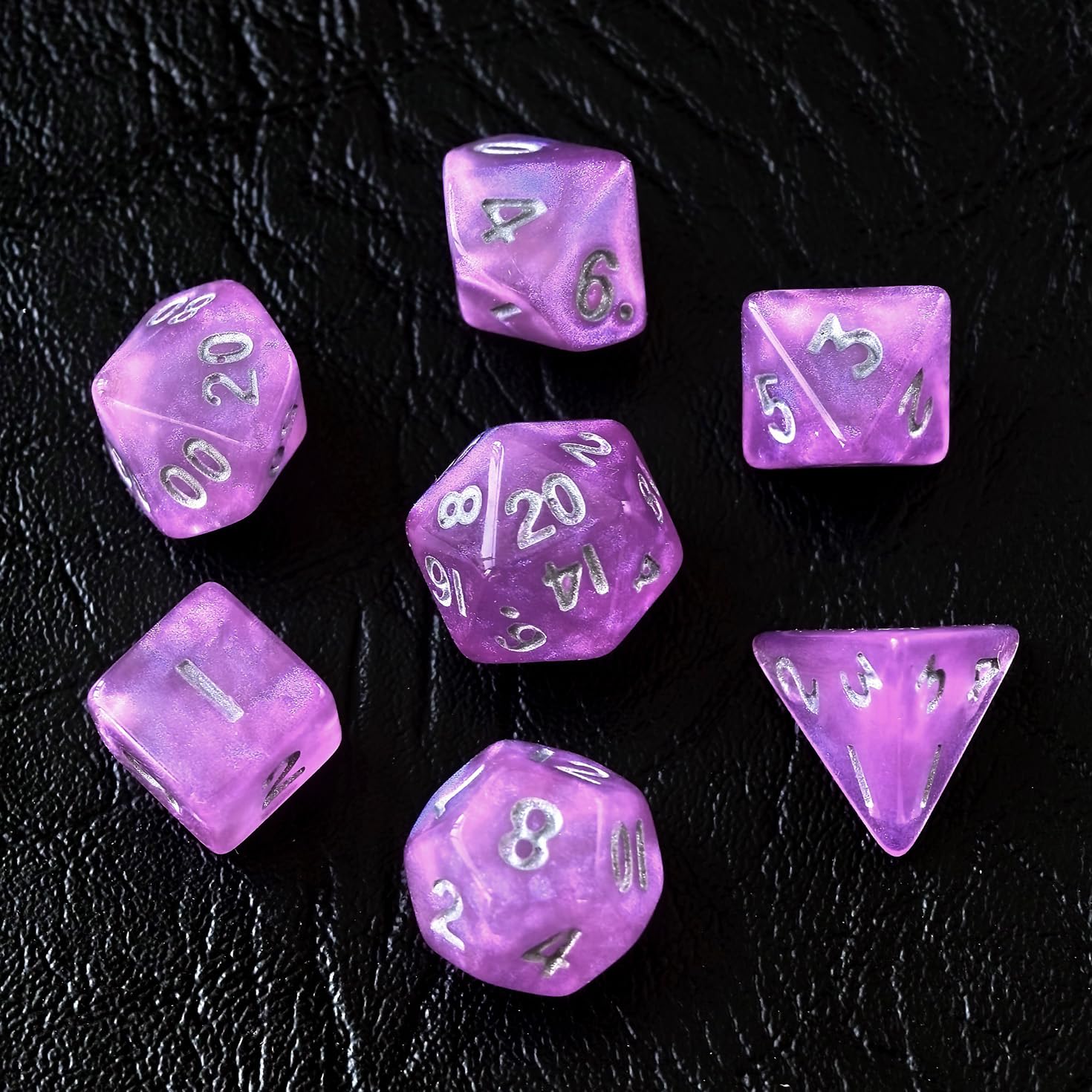 Moonstone 10mm Mini DND Dice Set for MTG RPG Dungeons and Dragons Role Playing Game, Moonstone Violet Color