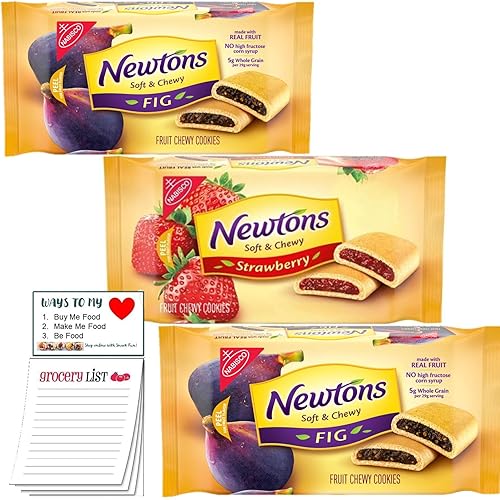 Fig Newton Variedad Pack de 3 suave y masticable higo 2 paquetes Newtons fresa 1 paquete Snack Fun Shopping Pad