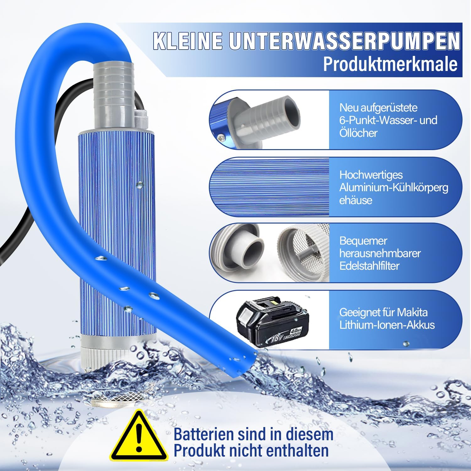 TIHOOK 38mm Submersible Water Pump for Makita BL 18V Battery, 100W Diesel Pump with Filter Mesh, for Vehicle & Marine Boat 3 81phOt1ddjL. AC SL1500