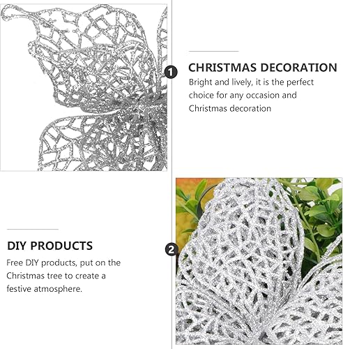 Vista 12 de PRETYZOOM Decoraciones de mariposa con purpurina para árbol de Navidad, mariposa, adorno colgante de mariposa hueca con purpurina para árbol de Rojo