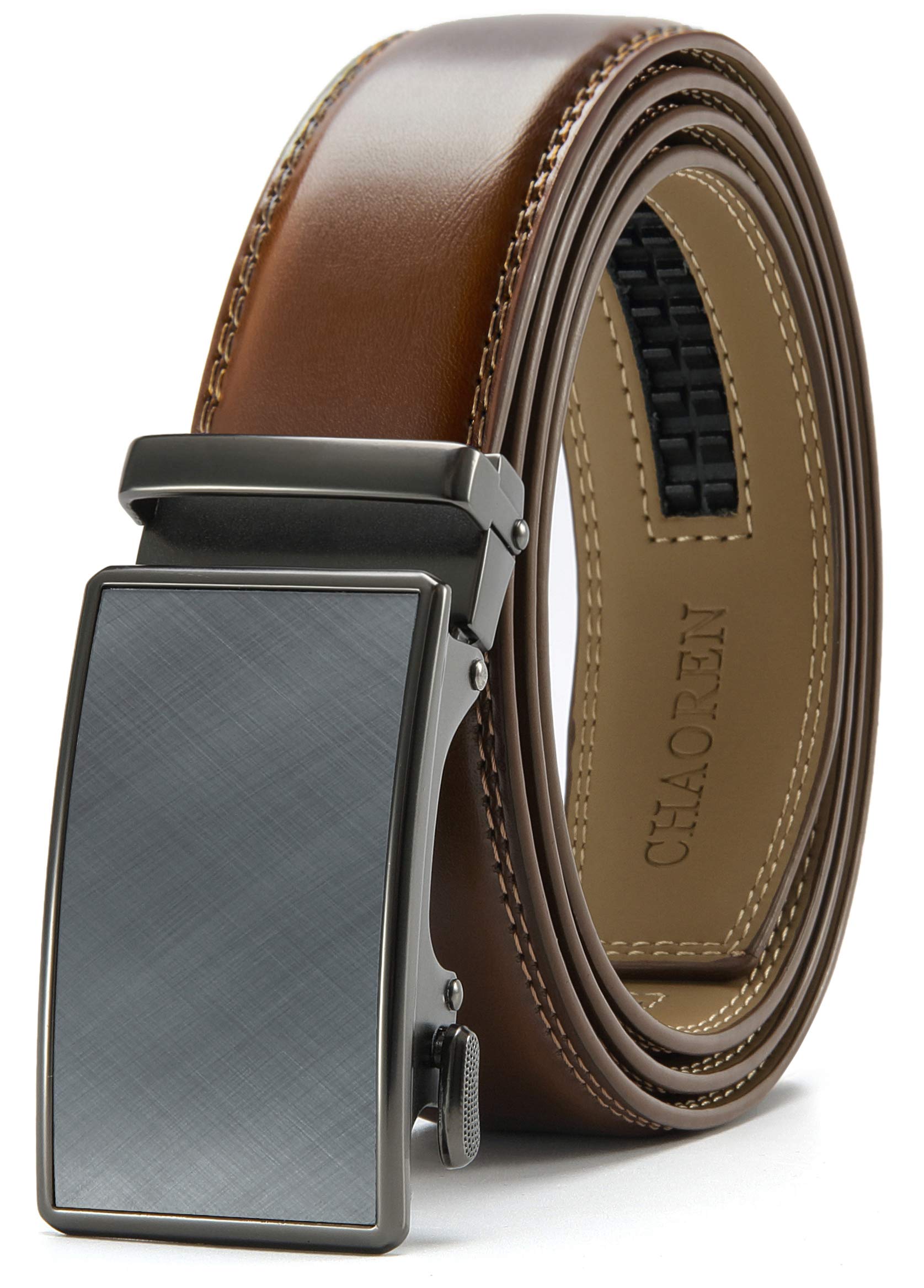 CHAOREN Automatik Gürtel Herren, Buckley Ledergürtel Ratsche Automatikschließe für Herren Business Anzug, 35mm Breit Gürtel ohne Löcher, Größe Angepasst