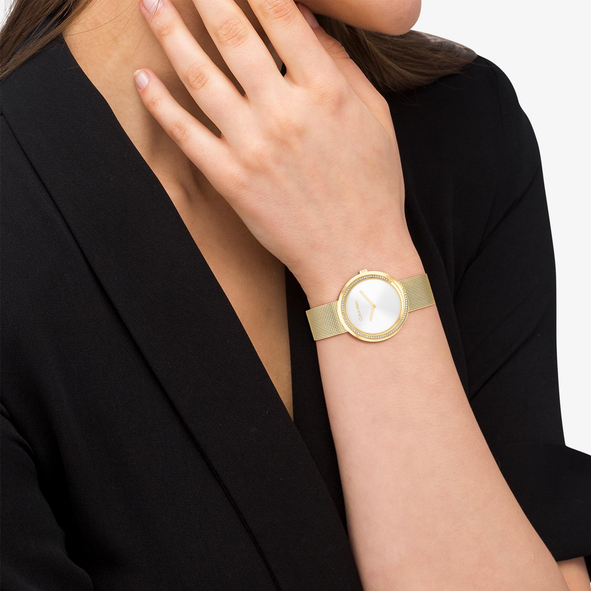 Calvin Klein Reloj Analógico de Cuarzo para Mujer Colección Twist con Correa de Malla de Acero Inoxidable
