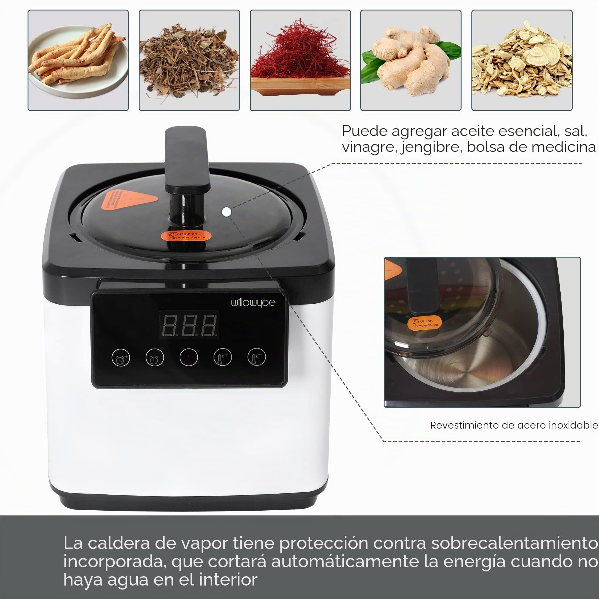 WILLOWYBE Sauna a Vapor Portátil Control Bluetooth, Vaporizador, Tenda Corporal, Silla Plegable | SPA Personal para el Hogar