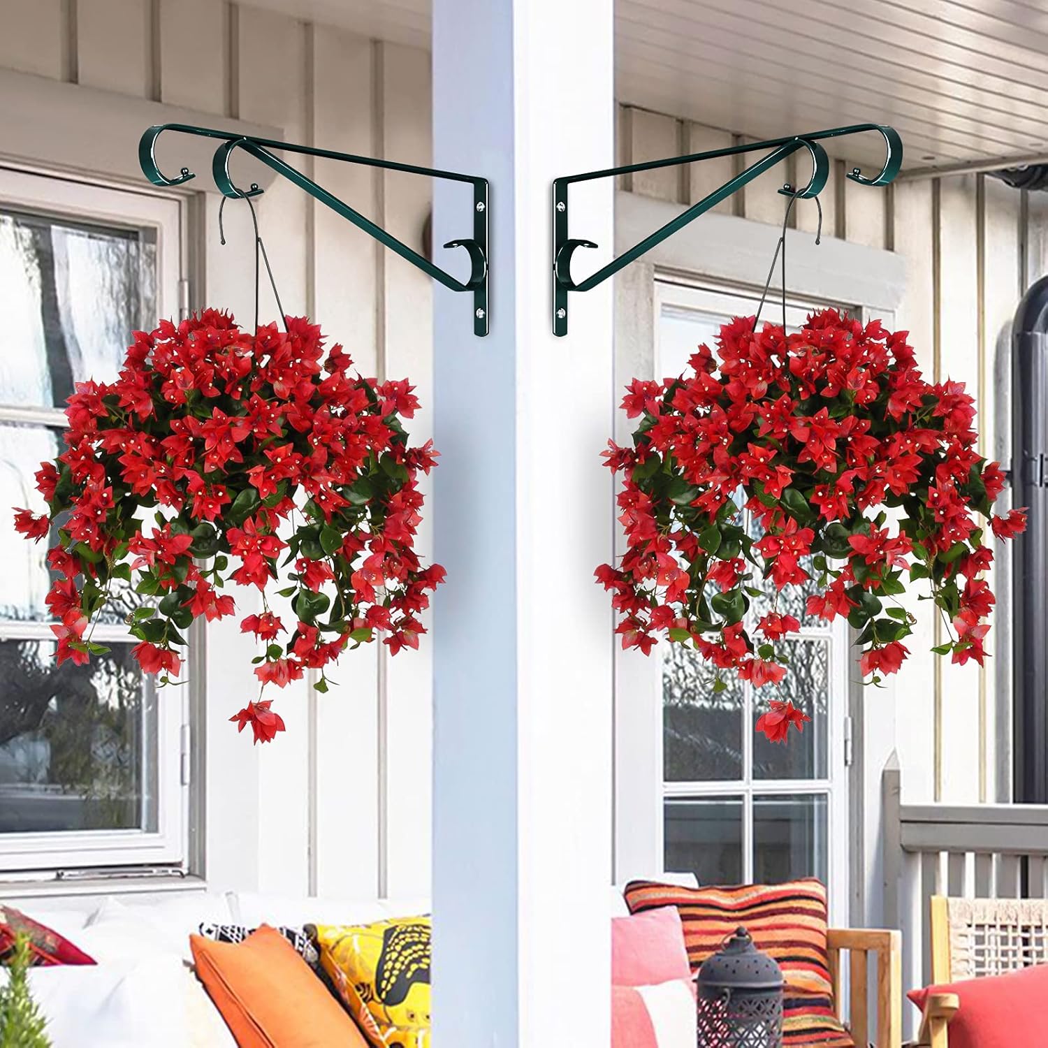 Plant Hangers Outdoor 2 Pack 15.4 Inch Metal Plant Hooks for Wall, Decorative Straight Hanging Plant Bracket for Bird Feeders, Planters, Lanterns, Wind Chimes