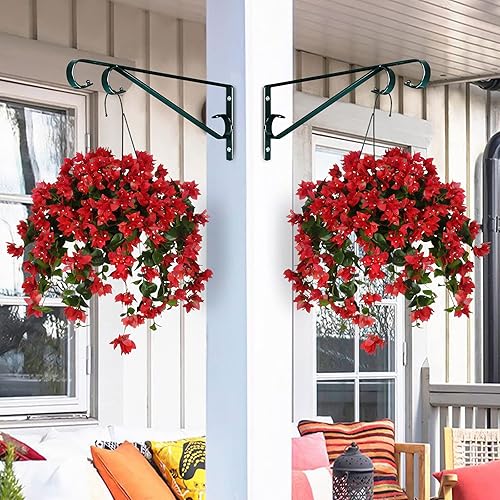 Miniatura 2 de Paquete de 2 ganchos de metal para plantas de 15.4 pulgadas para pared, soporte decorativo recto para plantas colgantes para comederos de aves,