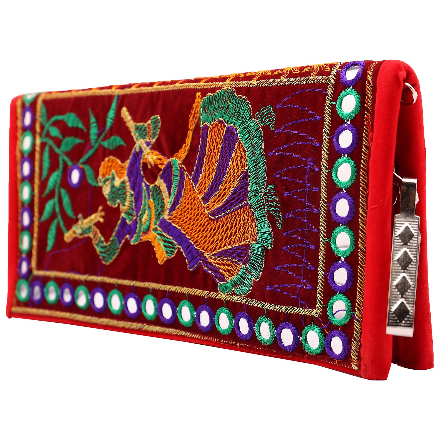 Craft Trade Clutches For Women Stylish Rajasthani Jaipuri Embroidery Mirror Work Handmade Ethnic Maroon Bags, Purse For Girls And Ladies - 25X12 Cms (B09PNR4VBT) Amazon Price History, Amazon Price Tracker