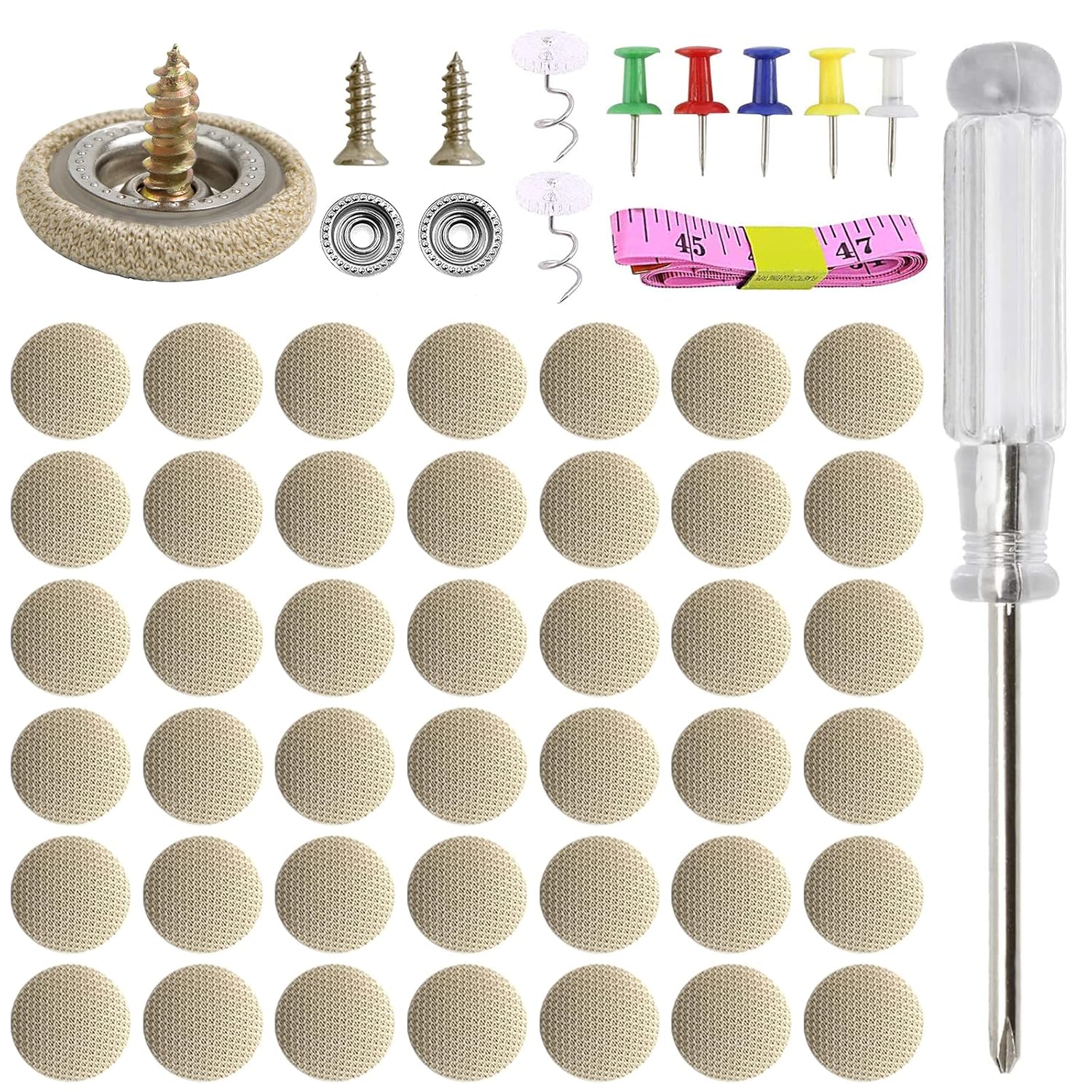 50 Kits Car Roof Headliner Repair Kit, 50pcs Rivets Repair Button，202Pcs Auto Roof Snap Rivets Retainer for Interior Ceiling Cloth Fixing Repair Buckle with Installation Tool (Beige Flannelette)
