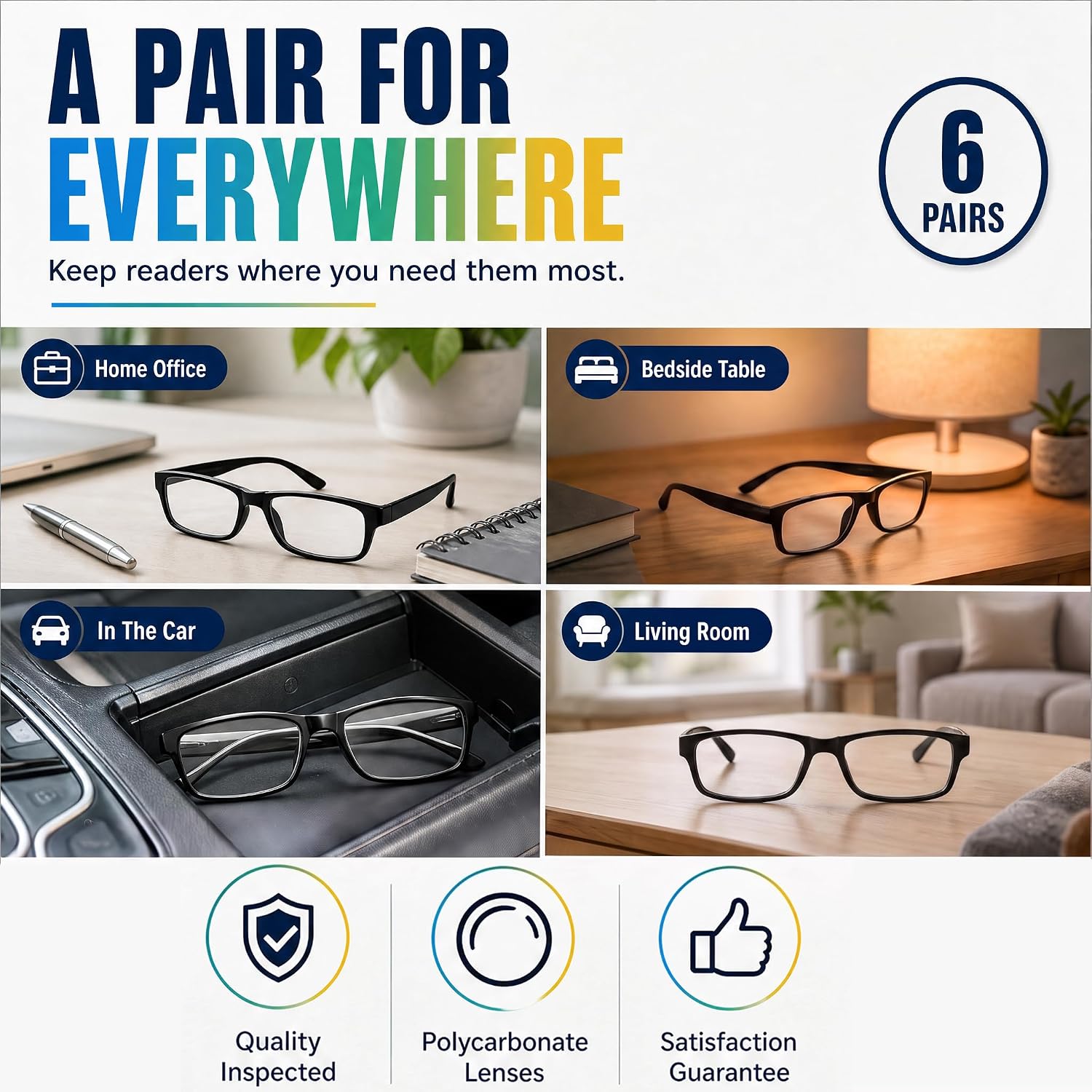 Boost Eyewear Reading Glasses, Traditional Black Frames, with Spring Loaded Hinges