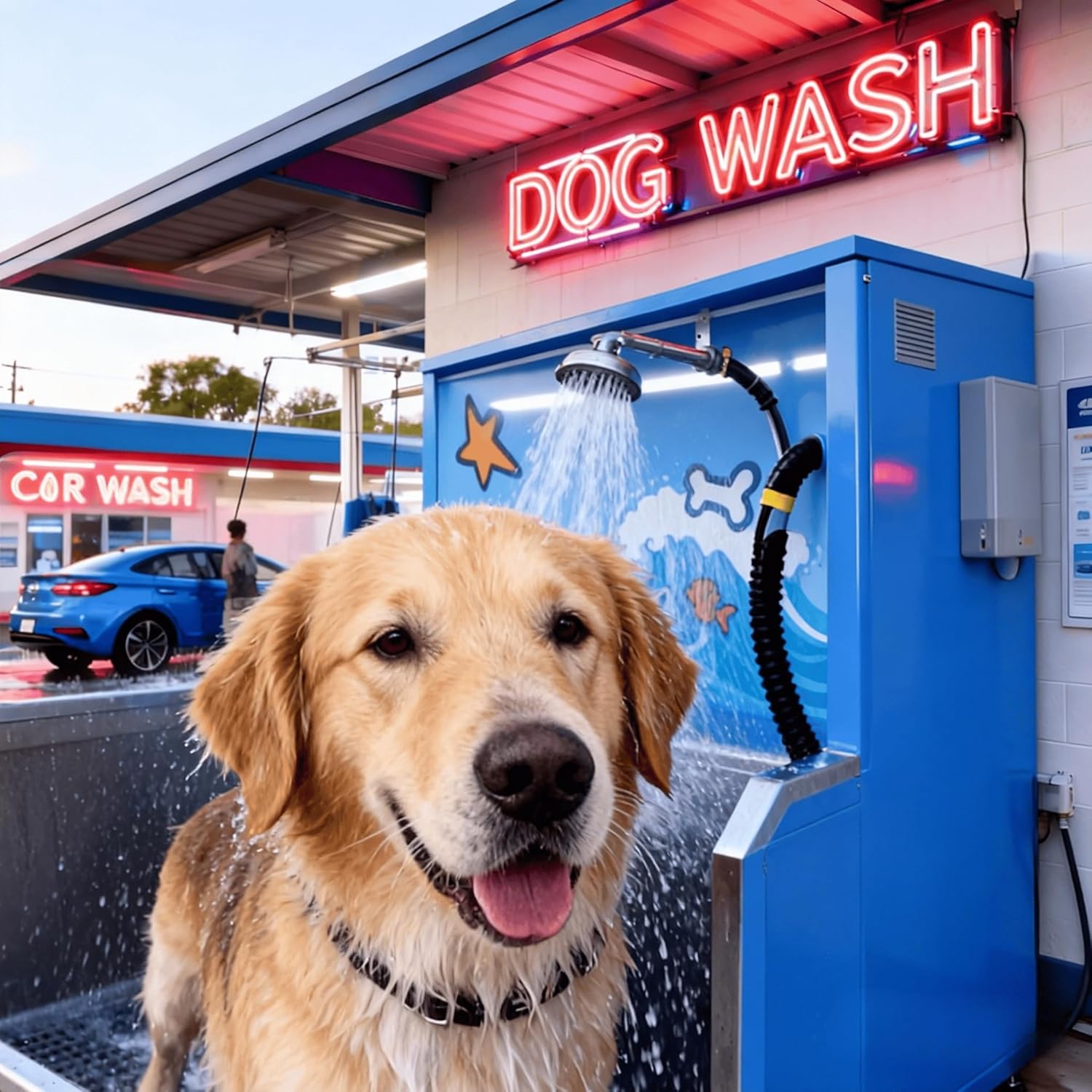Self Service Pet Wash System - Complete Dog Bathing Station with Integrated Dryer and Shampoo Dispenser, Professional Pet Grooming Tub with Adjustable Sprayer for Home or Salon