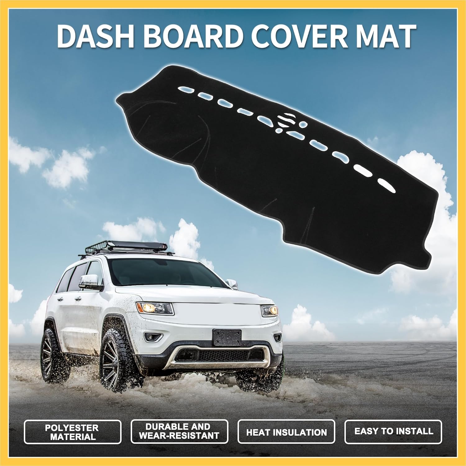 Dash Cover for Jeep Grand Cherokee Non-Slip | Center Console Dash Cover Mat Black 1 Pcs Auto Replacement Parts