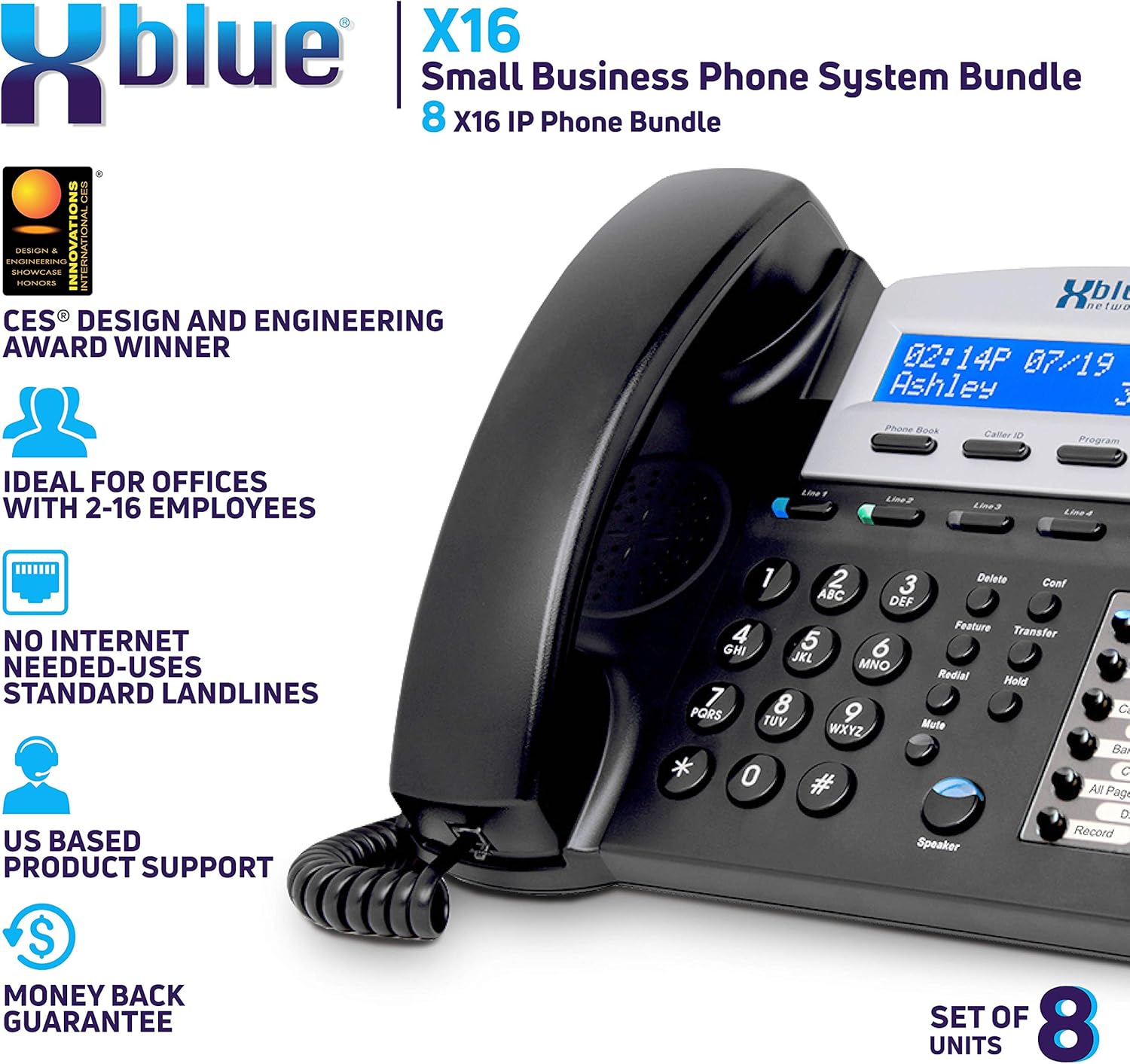 One-Day Sale: Up to 70% Off XBLUE X16 Small Business 8 Phone System Bundle - Six Outside Lines & Sixteen Phone Capacity - Includes Auto Attendant, Voicemail, Caller ID, Paging & Intercom