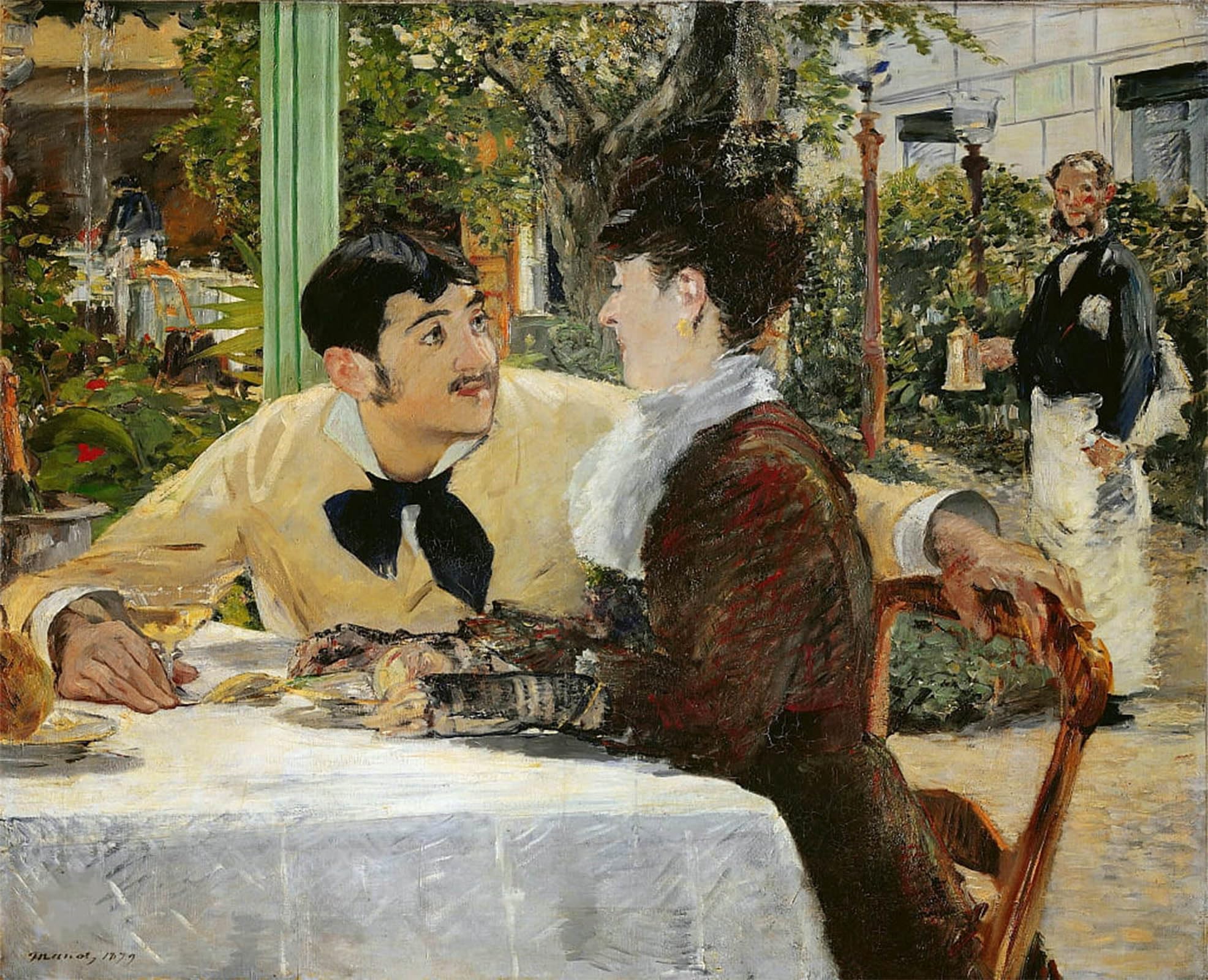 ARTXLXXBN Famous Painting Canvas Artwork Graffiti Print At the Père Lathuille Restaurant by Edouard Manet Portrait Canvas Image for Home Decor 60x90cm