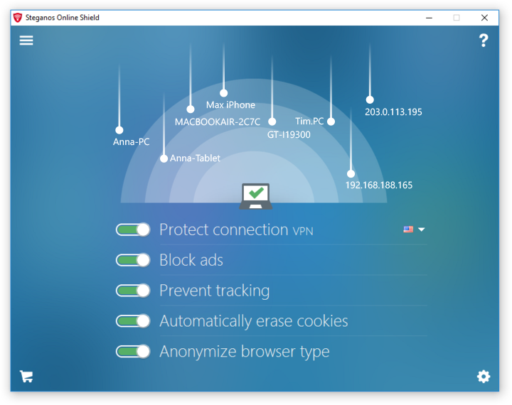 Steganos Online Shield VPN - L'internet comme je le veux : En sécurité. Privé. Sans publicité - Windows 10 / 8 / 7 / XP(32-/64-bit) [Téléchargement]