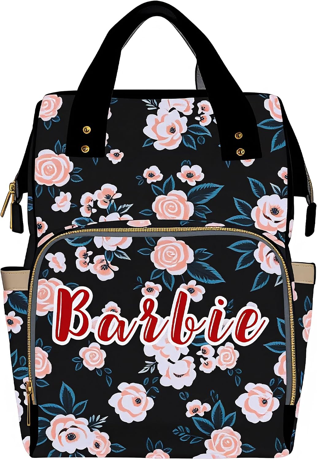 Custom Diaper Bag with Name, Personalized Diaper Backpack for Mom/Women, Large Capacity Bag for Girls Boys Cow Print