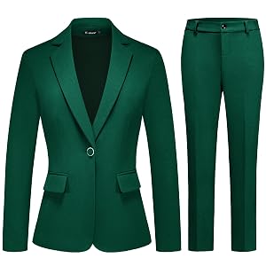 Womens 2 Piece Outfits Business Formal Blazer Pant Suits for Women Solid Slightly Shiny