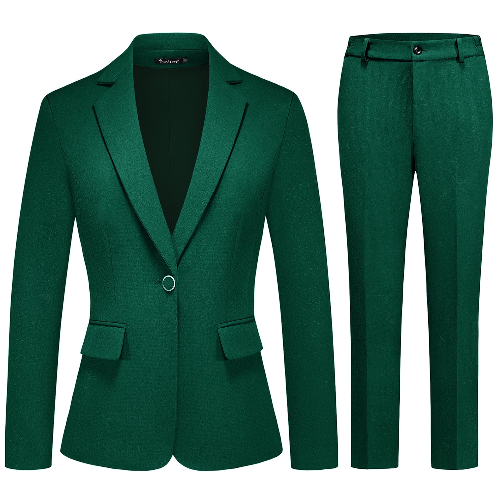 Womens 2 Piece Outfits Business Formal Blazer Pant Suits for Women Solid Slightly Shiny