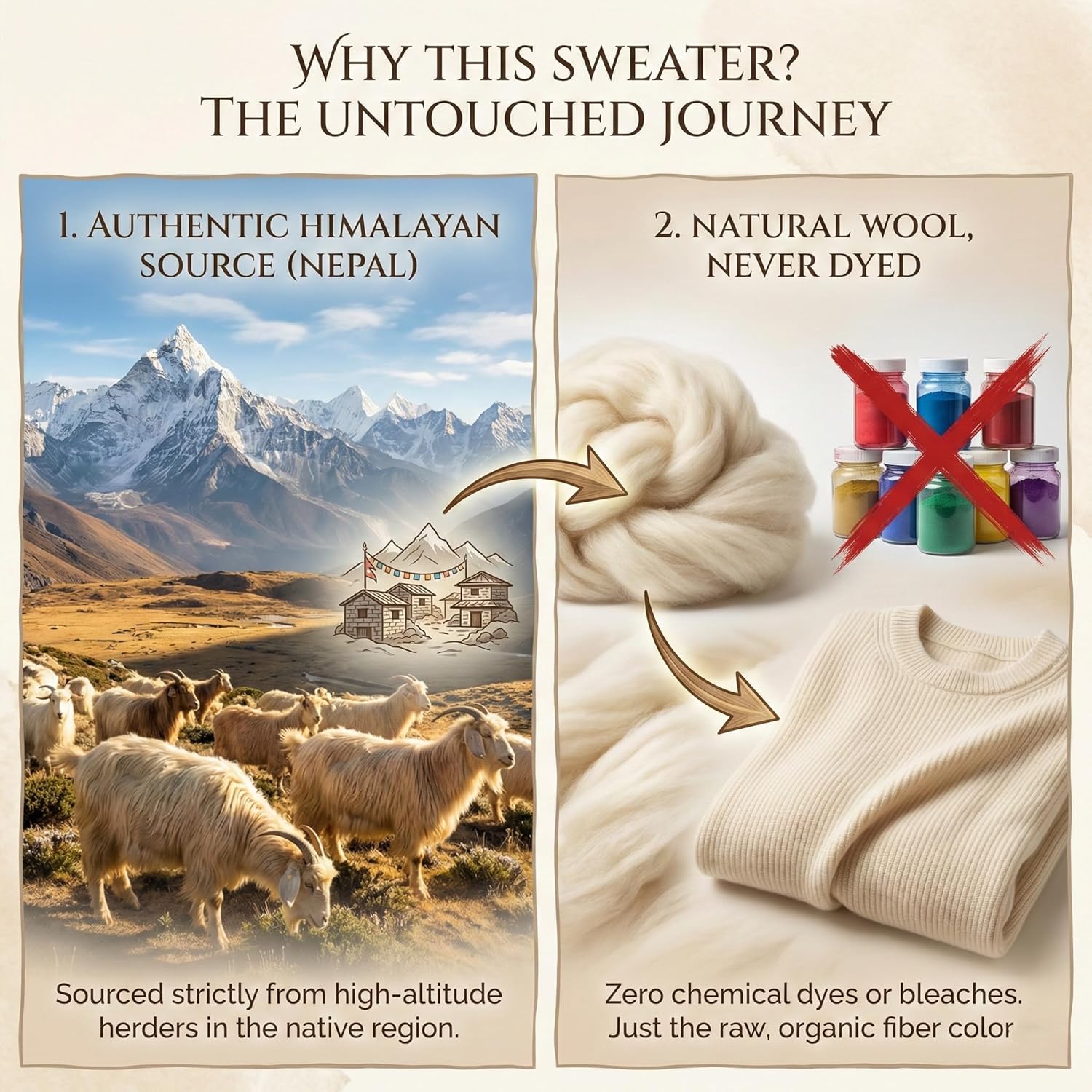 NPIA Certified 100% Undyed Cashmere Women Sweater | Organic Chemical-Free Crewneck Pullover - Image 7