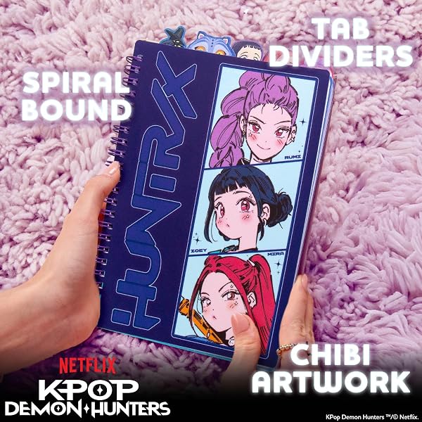 KPop Demon Hunters™ Huntr/x Journal à onglets avec 80 pages lignées, reliure à spirale, format carnet de notes 15,2 x 20,3 cm, produit officiel KPop Demon Hunters pour fans de K-Pop, étudiants - 2