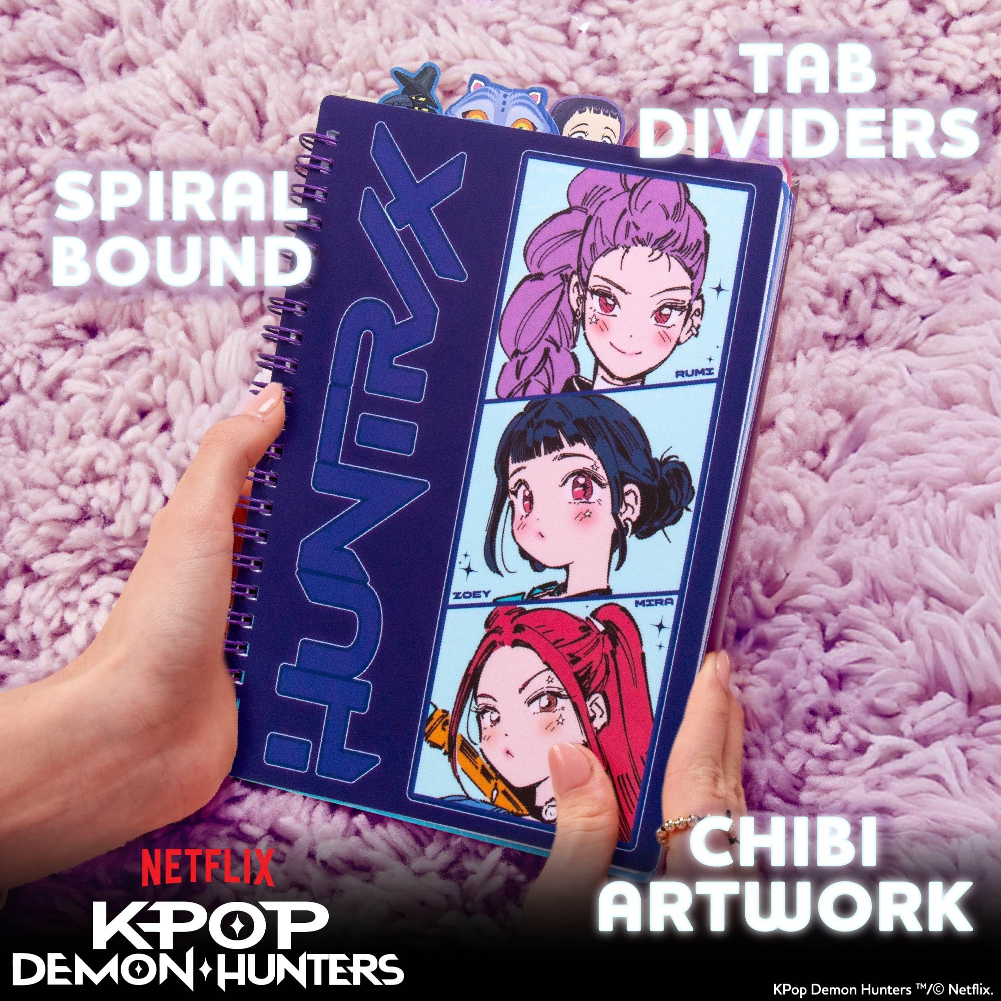KPop Demon Hunters™ Huntr/x Journal à onglets avec 80 pages lignées, reliure à spirale, format carnet de notes 15,2 x 20,3 cm, produit officiel KPop Demon Hunters pour fans de K-Pop, étudiants - 3