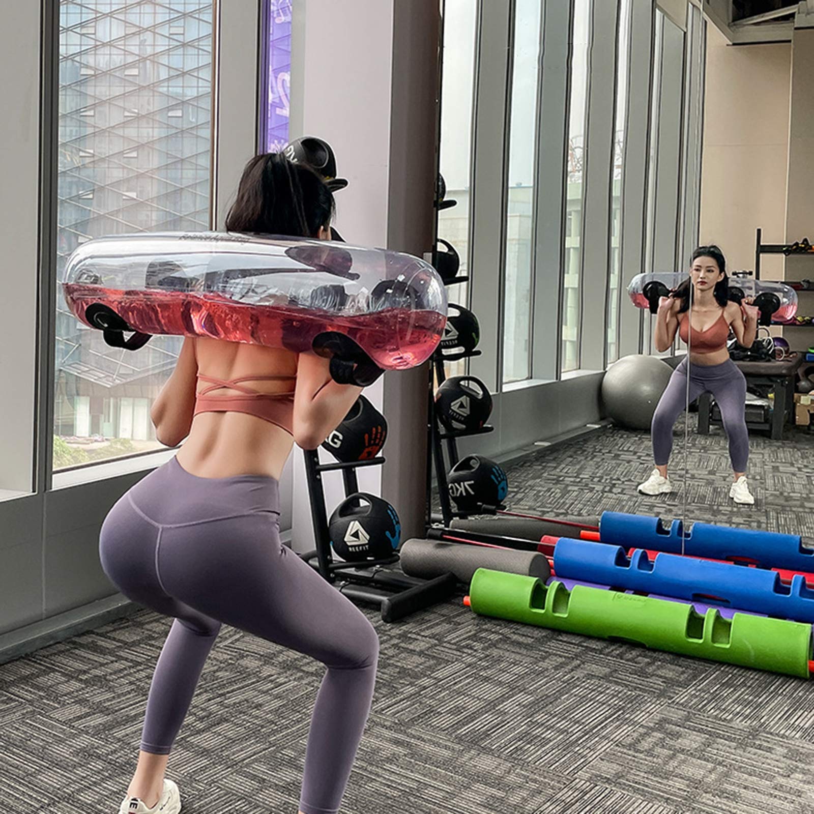 Sacca di Sabbia per Allenamento Sacca per Acqua con Pompa ad Aria, Core Portatile e Attrezzatura per l'allenamento per Tutto Il Corpo, Ideale per Allenamento Personale, Palestra e Crossfit