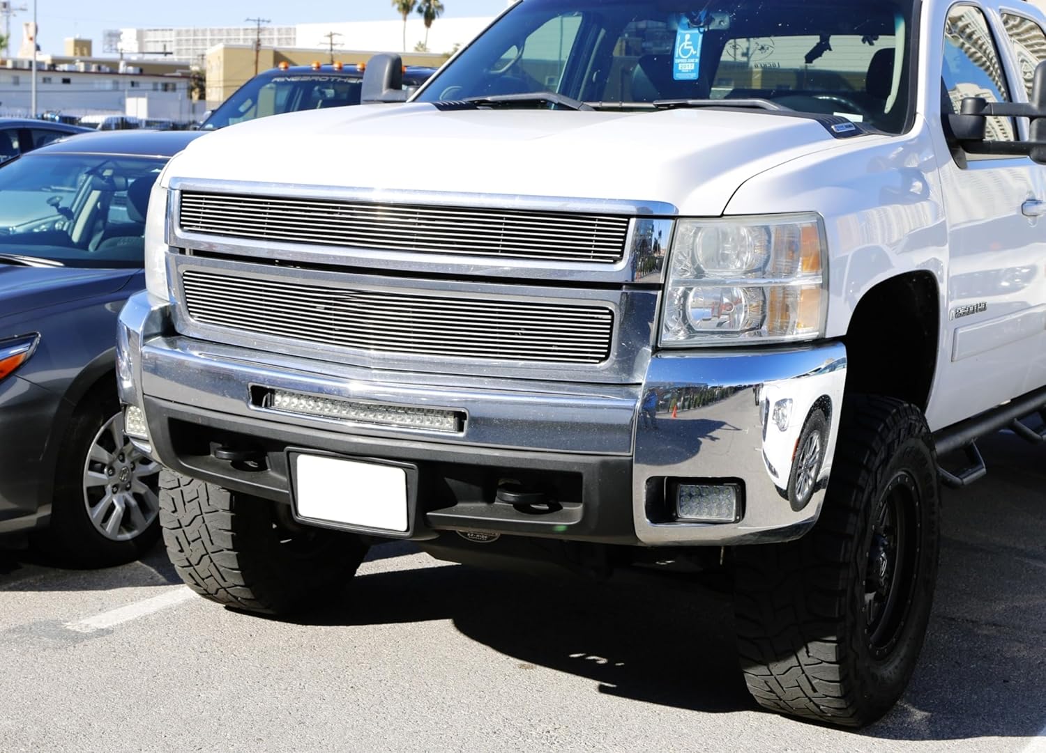 iJDMTOY Lower Bumper Insert Light Bar Mount Bracket Compatible with 2011-13 Chevy Silverado 1500 and 2007/08-2010 2500 3500 HD 21-Inch LED Lightbars