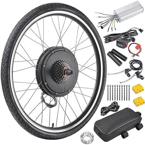 AW Electric Bike Conversion Kit 48V 1000W 26" Front/Rear Wheel Powerful Motor E-Bike Conversion Kit Dual Mode Controller Twist Throttle/Thumb Throttle Ebike Wheel Kit