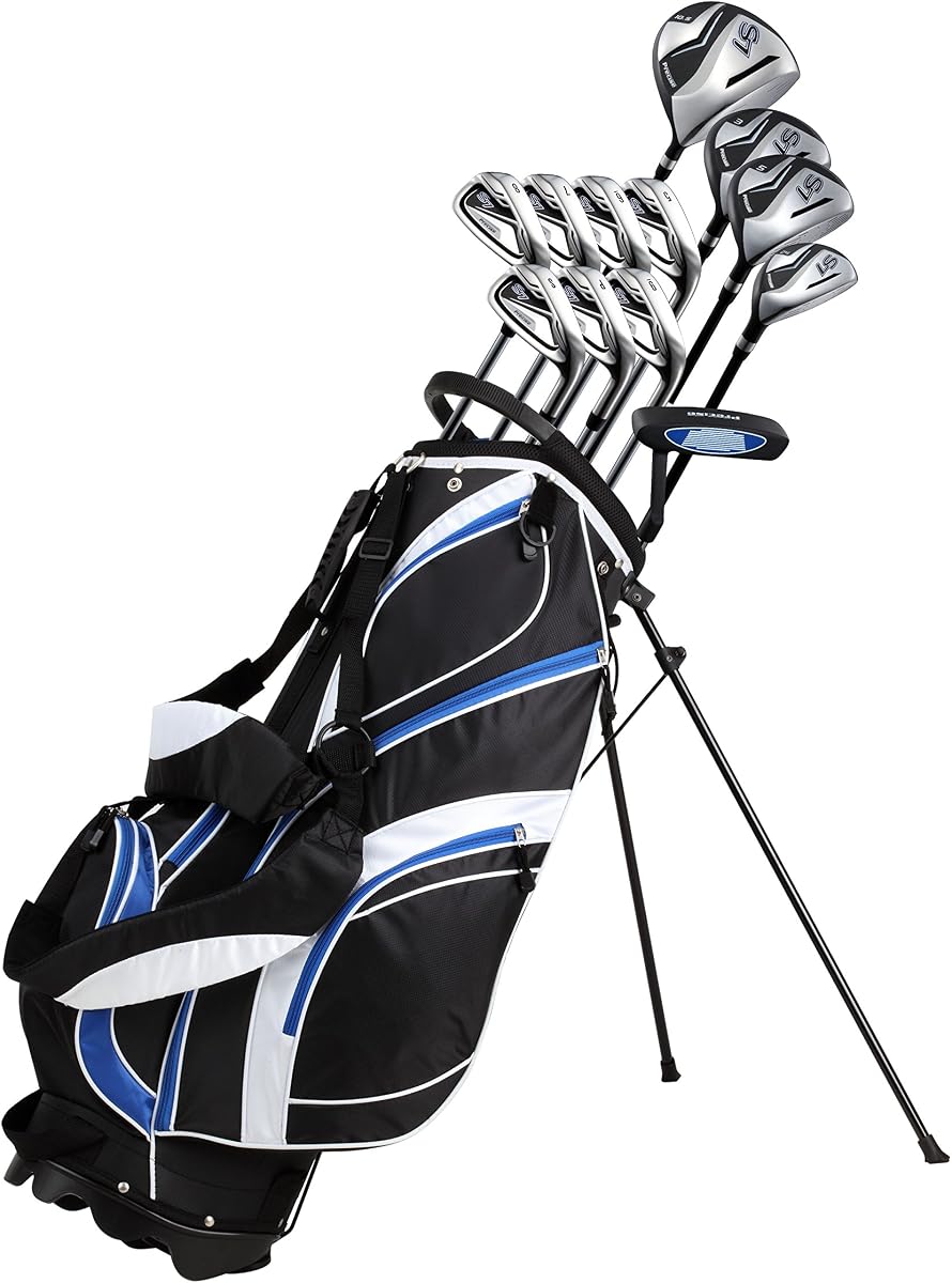Precise S7 Men's Complete Right Handed Golf Club Set | Complete Regular & Tall Mens Golf Clubs Set | with 4 HC's, Lightweight Shafts & Spacious Stand Bag w/Storage Pockets & Dual Straps for Carrying