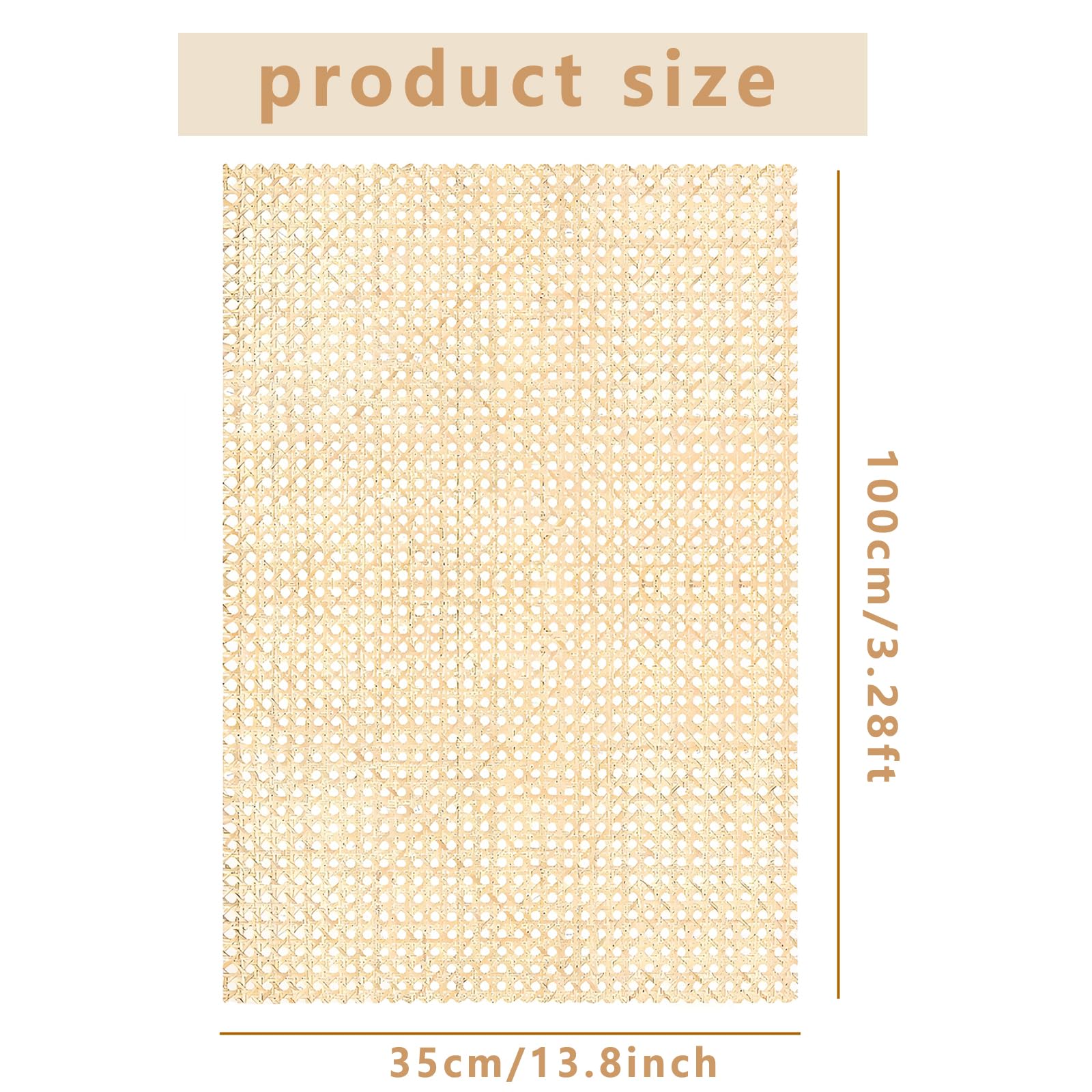 Natural Rattan Webbing Roll 35x100 cm (13.8x39.4 Inch), Cane Rattan Webbing Roll - Image 2