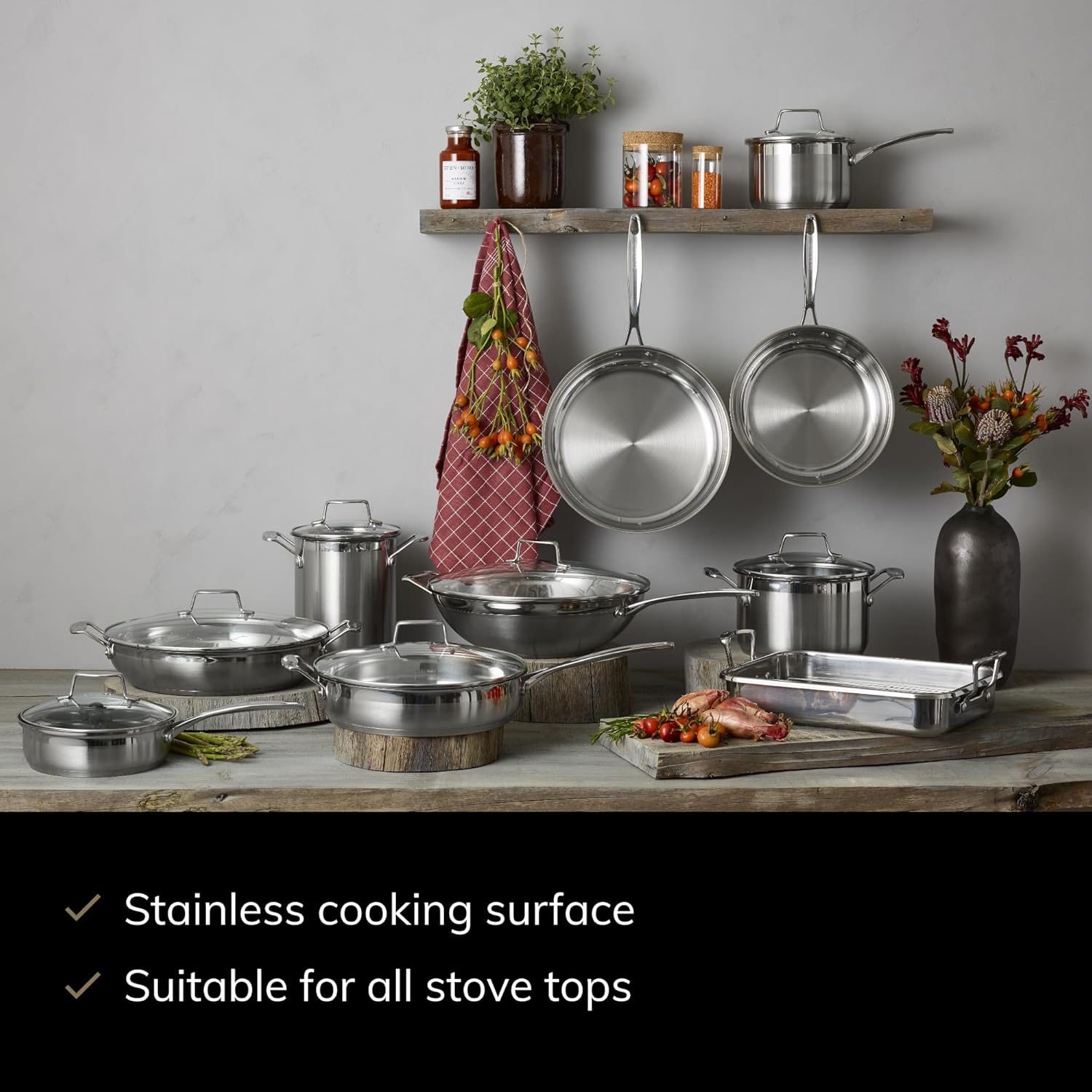 SCANPAN Impact 5-Piece Cookware Set - Includes 3 Total Pieces + 2 Lids - Made of Durable 18/10 Stainless Steel - Dishwasher & Oven Safe