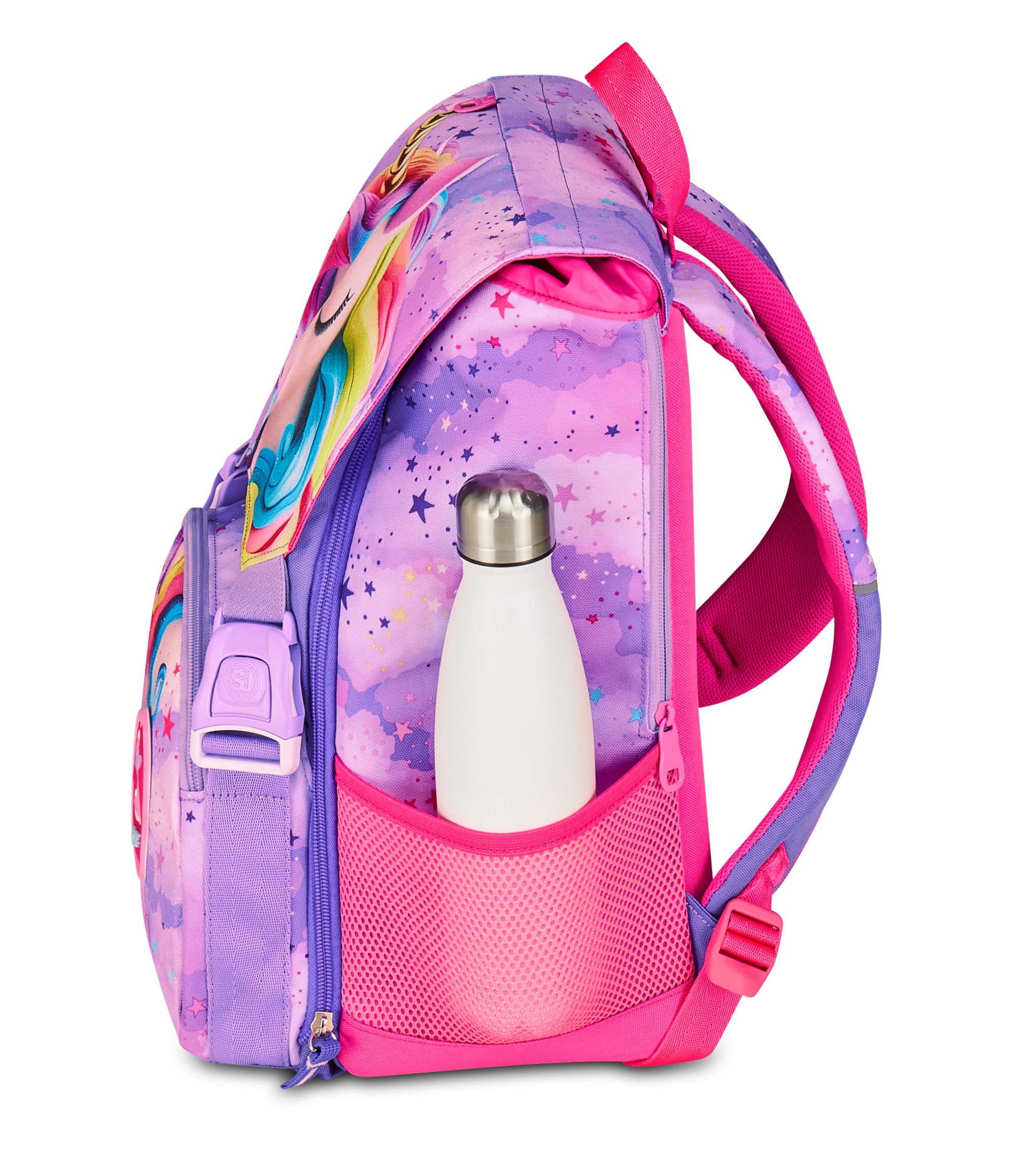 SJ GANG STYLE JAM GANG Zaino Scuola Estensibile Big Unicorn, Viola, Zaino con Divisorio Interno,Unicorno, Tasca Superiore con Ali a Scomparsa, 24 L, Scuola Elementare, Bambina