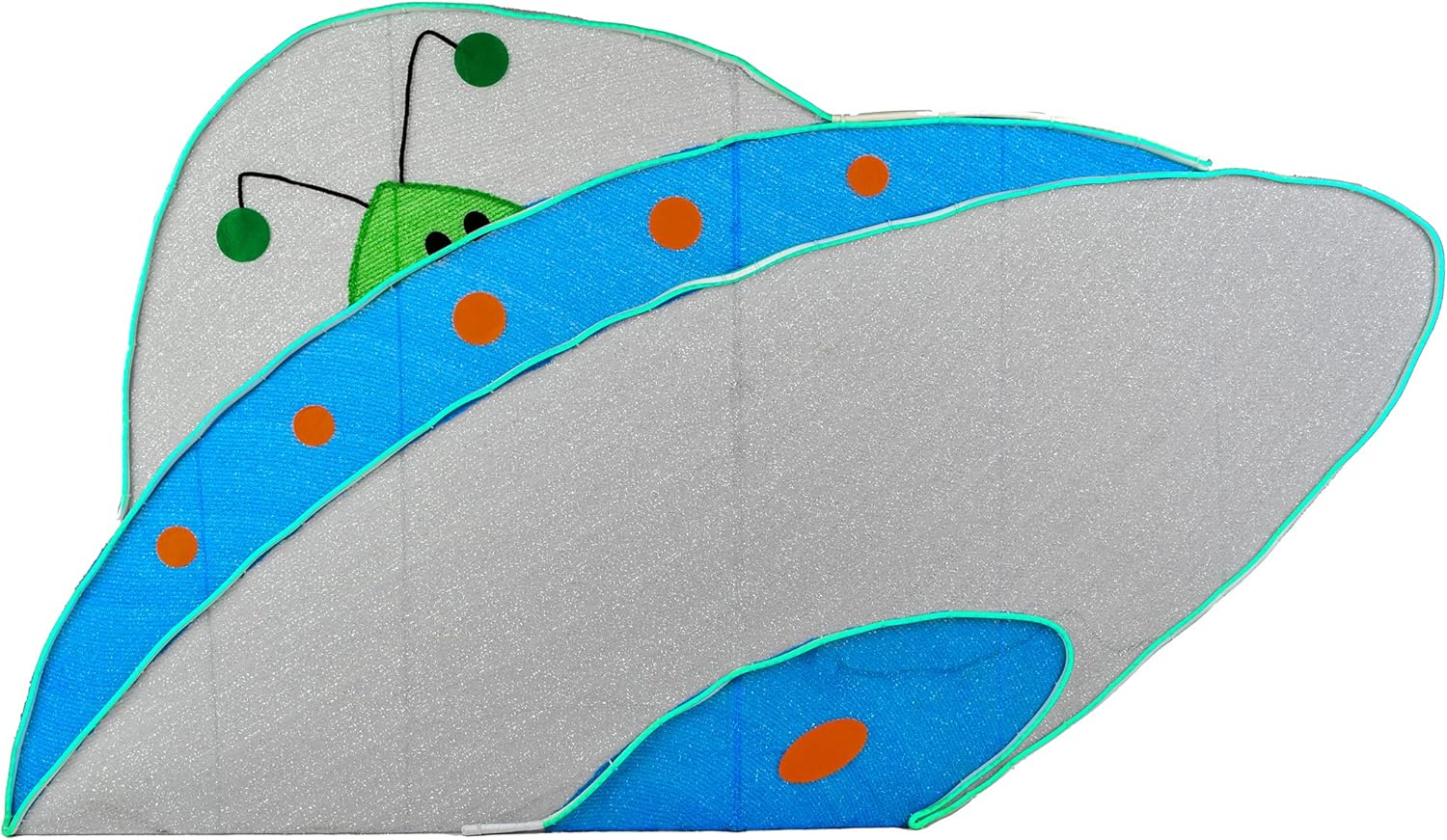 National Tree Company Pre Lit Lawn Decoration, Green, Alien Spaceship, LED Lights, Includes Garden Stakes, Halloween Collection, 35 Inches